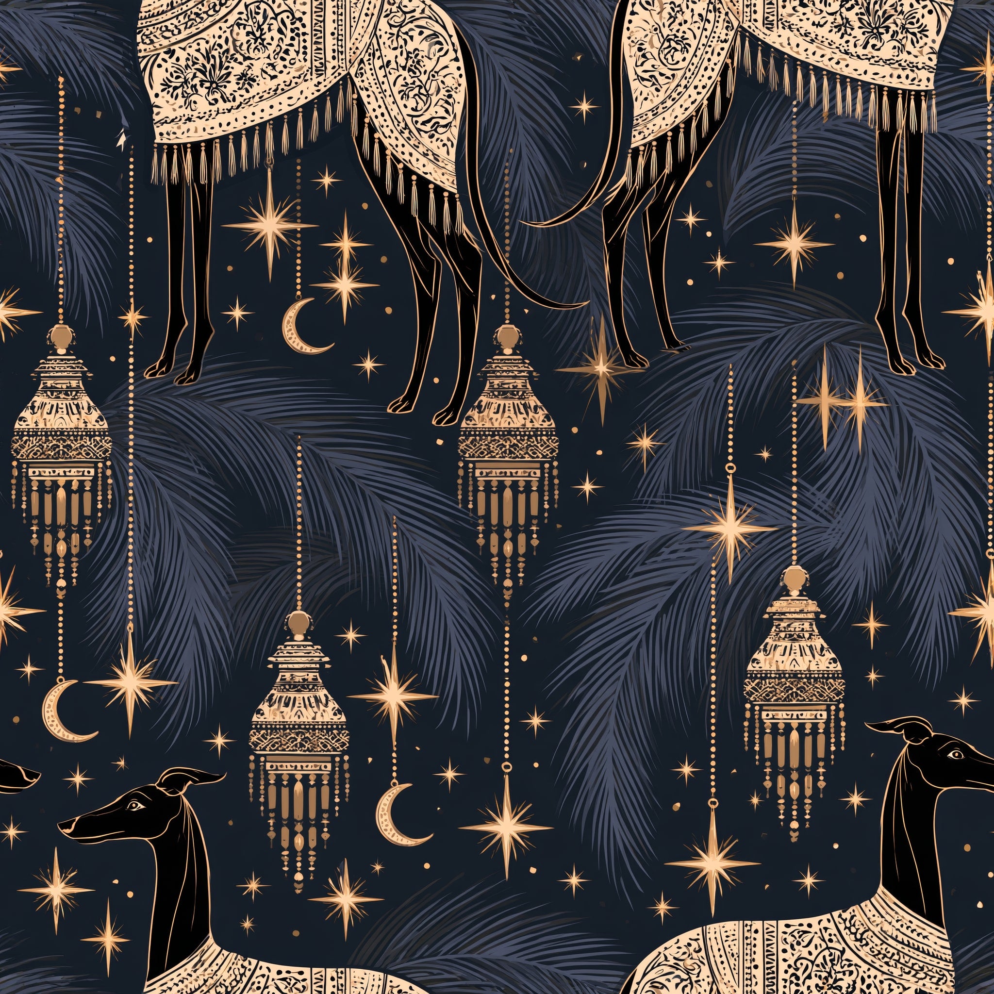 Stargazer Hounds — wallpaper pattern