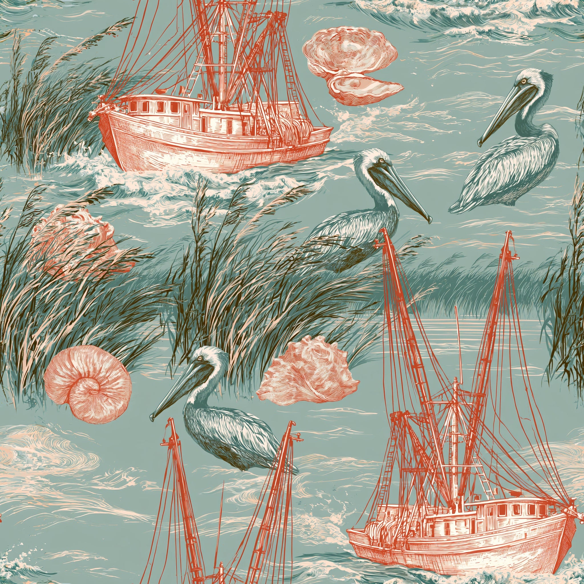 Pelican Wharf — wallpaper pattern