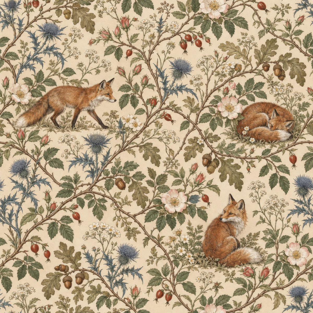 Fox in the Briar — wallpaper pattern
