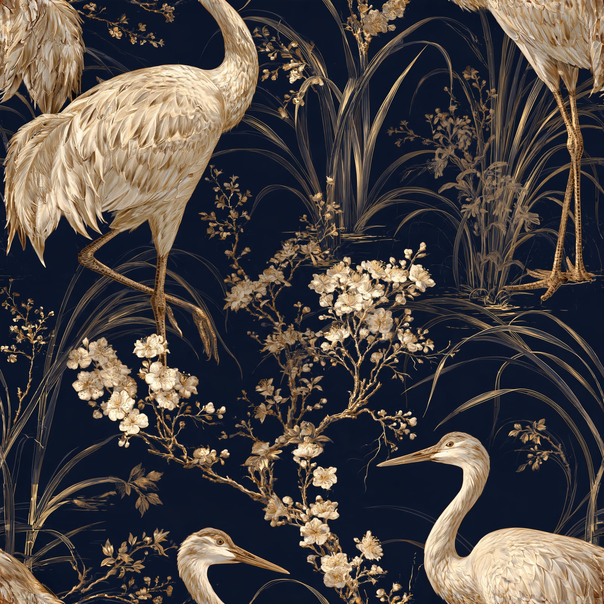 Cranes in the Shallows — wallpaper pattern