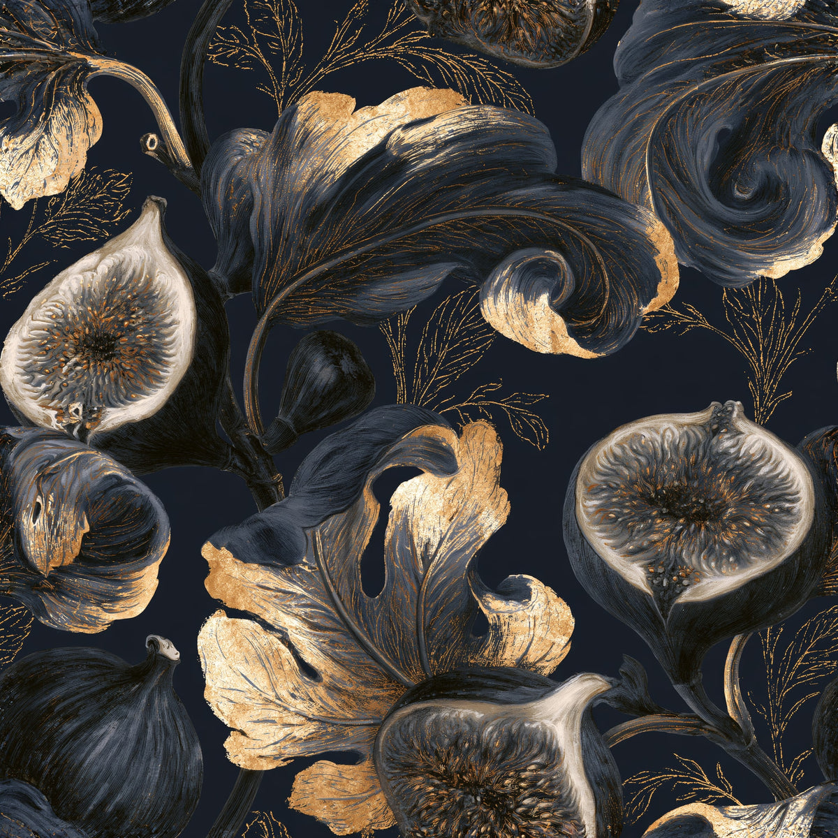 Midnight Fig Canopy — wallpaper pattern