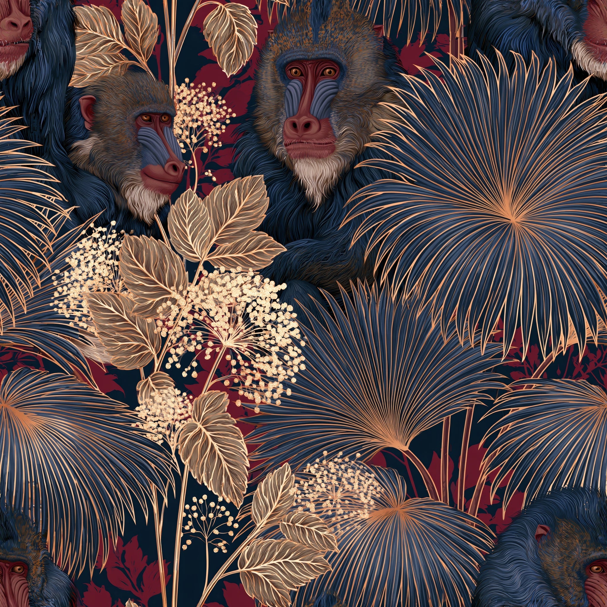 Mandrill Menagerie — wallpaper pattern