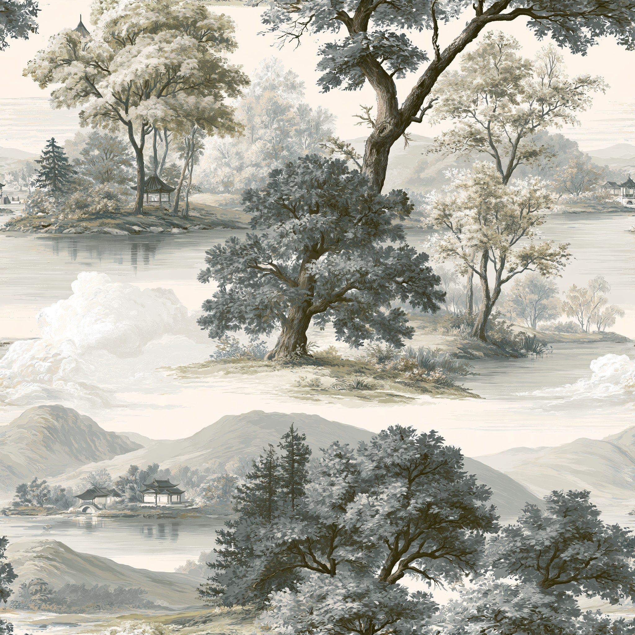 Mist Over Stone River — wallpaper pattern