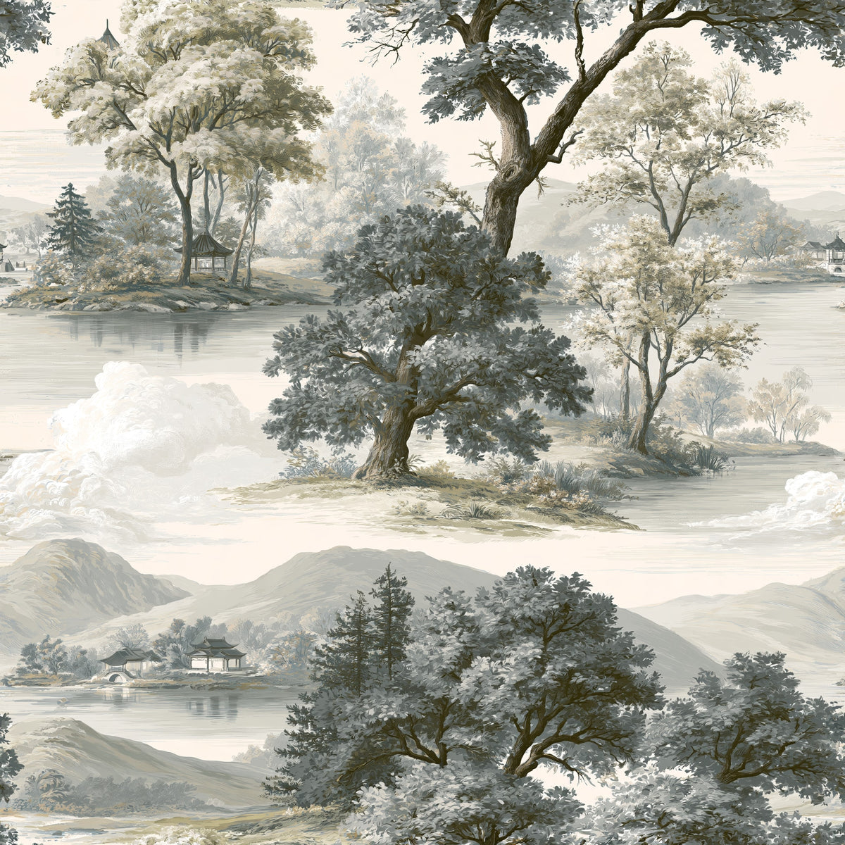 Mist Over Stone River — wallpaper pattern