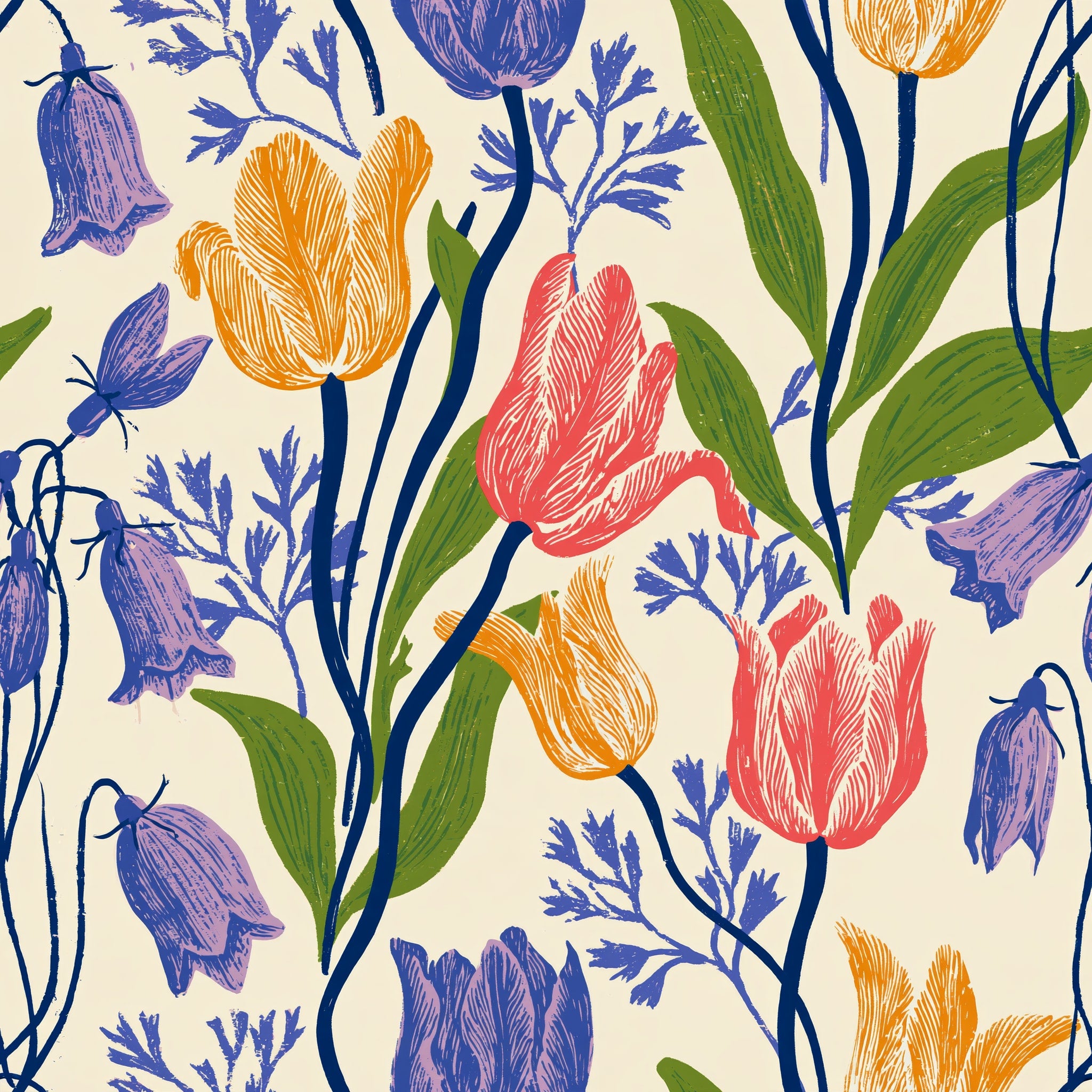 The Printmaker's Tulips — wallpaper pattern