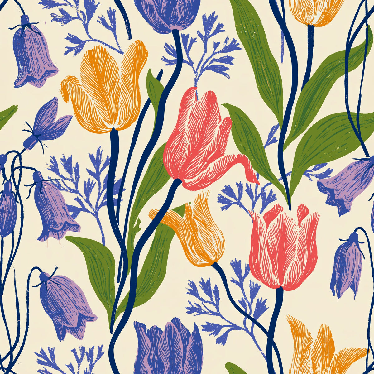 The Printmaker's Tulips — wallpaper pattern