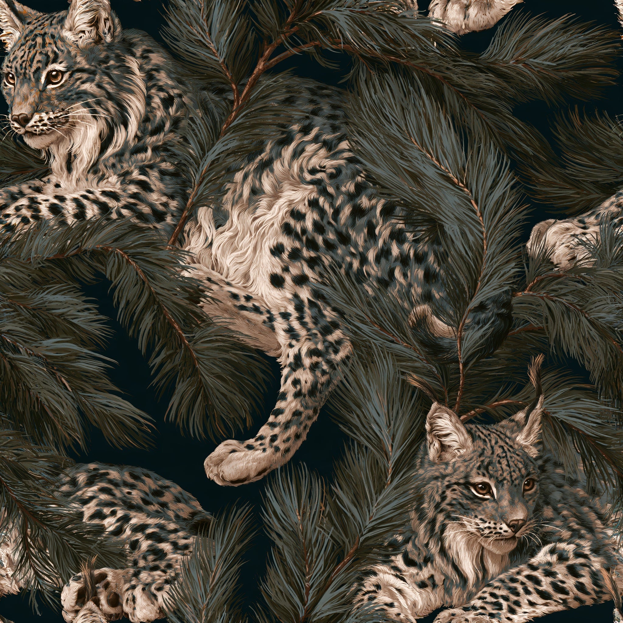 Lynx in the Needles — wallpaper pattern