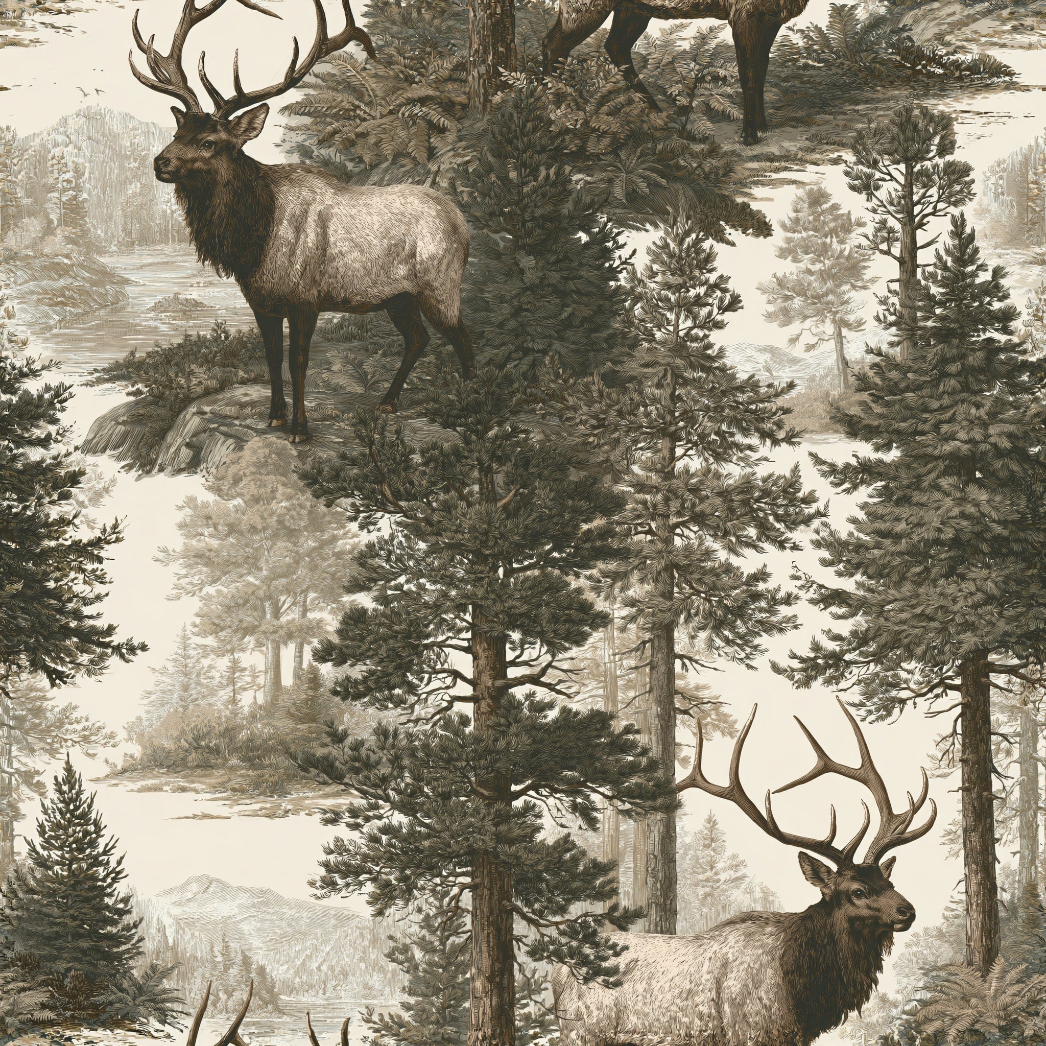 Timberline Elk — wallpaper pattern