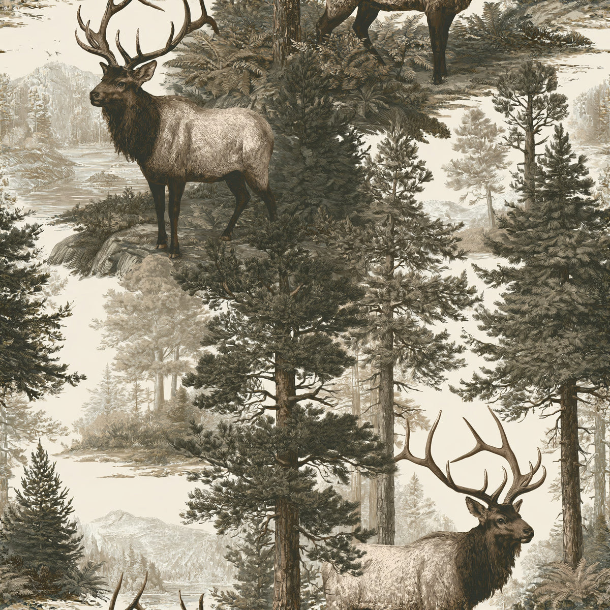 Timberline Elk — wallpaper pattern