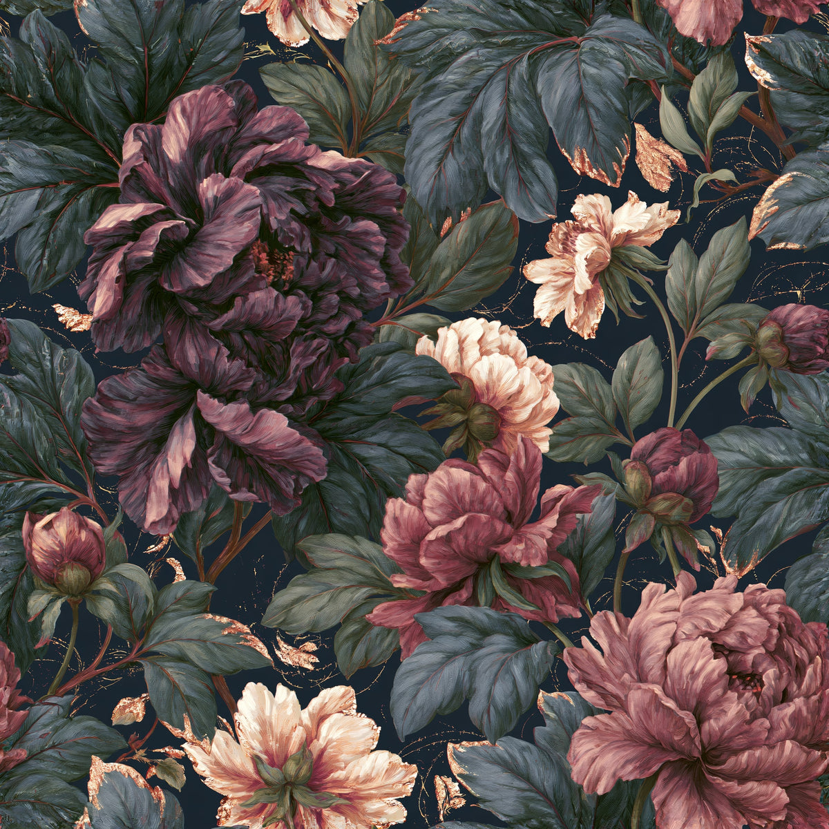 Shadowed Peony — wallpaper pattern