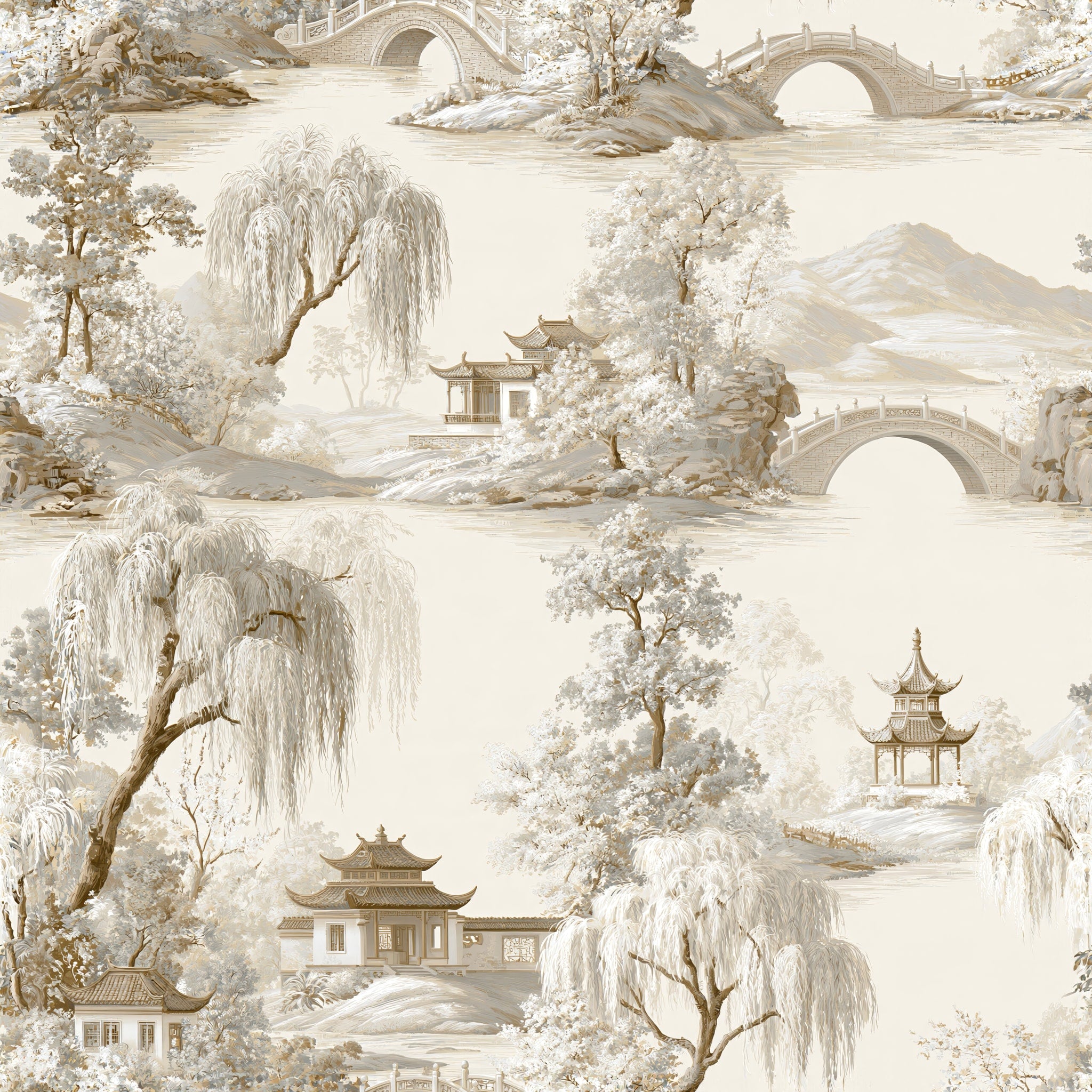 Willows Over Water — wallpaper pattern