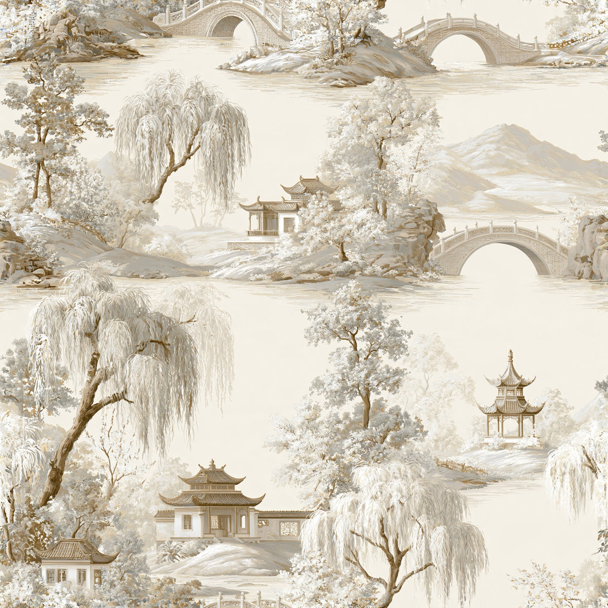 Willows Over Water — wallpaper pattern