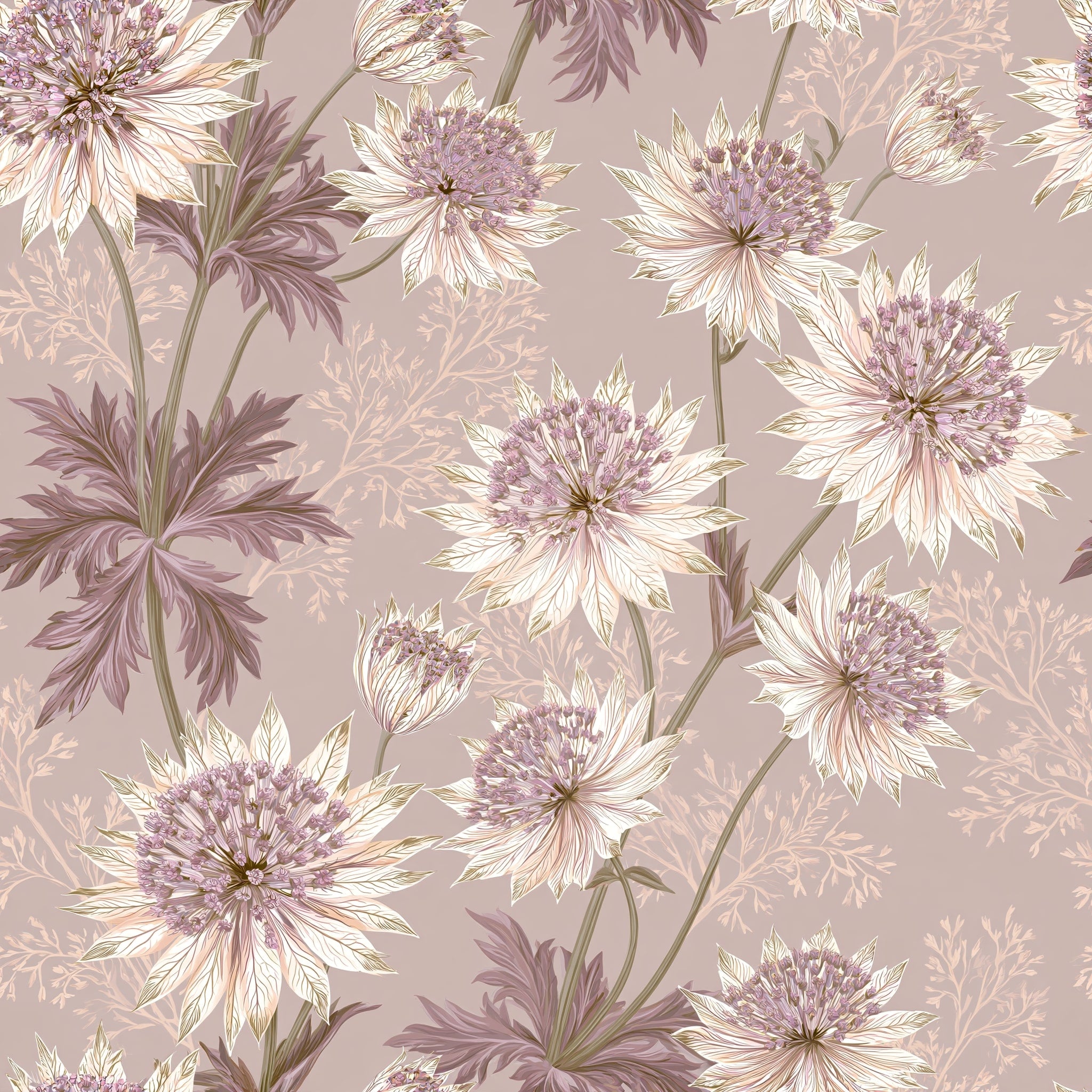 Mauve Starflower — wallpaper pattern