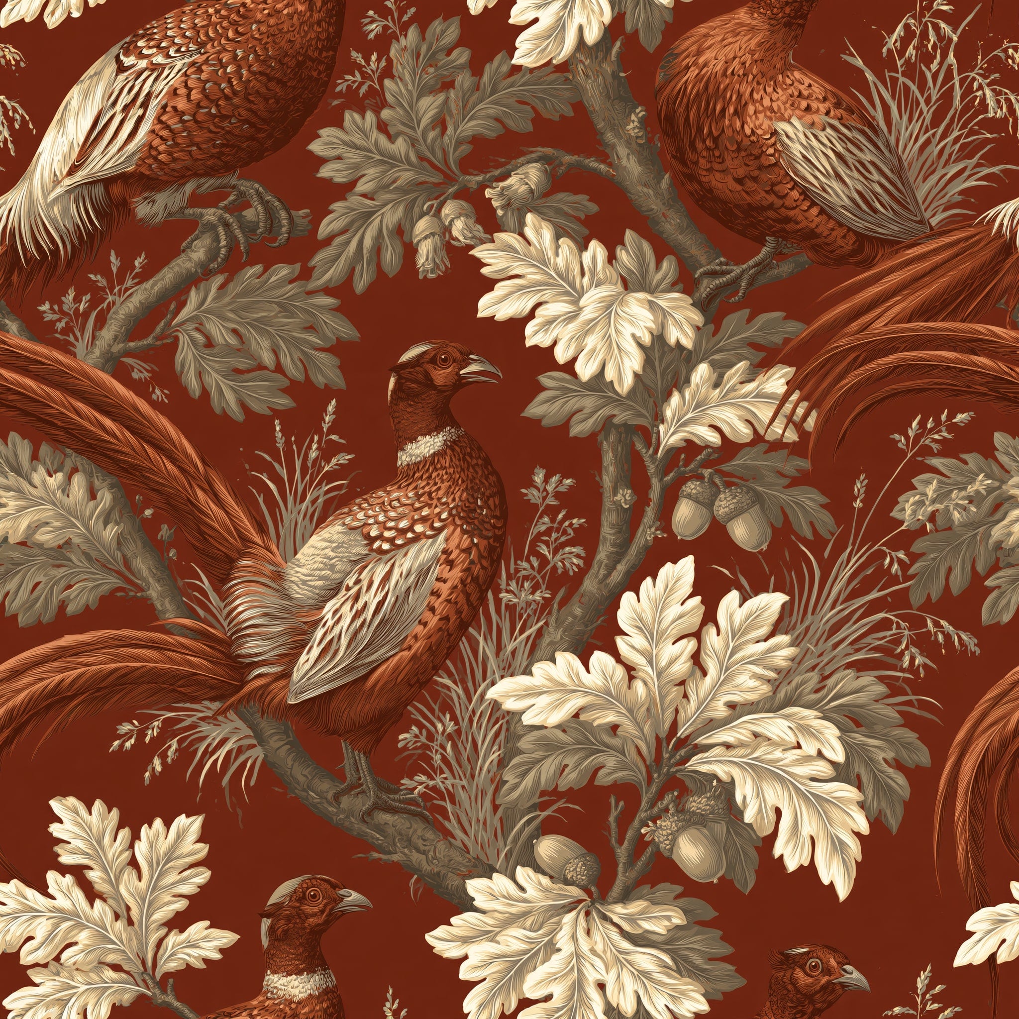 Pheasant and Oak — wallpaper pattern