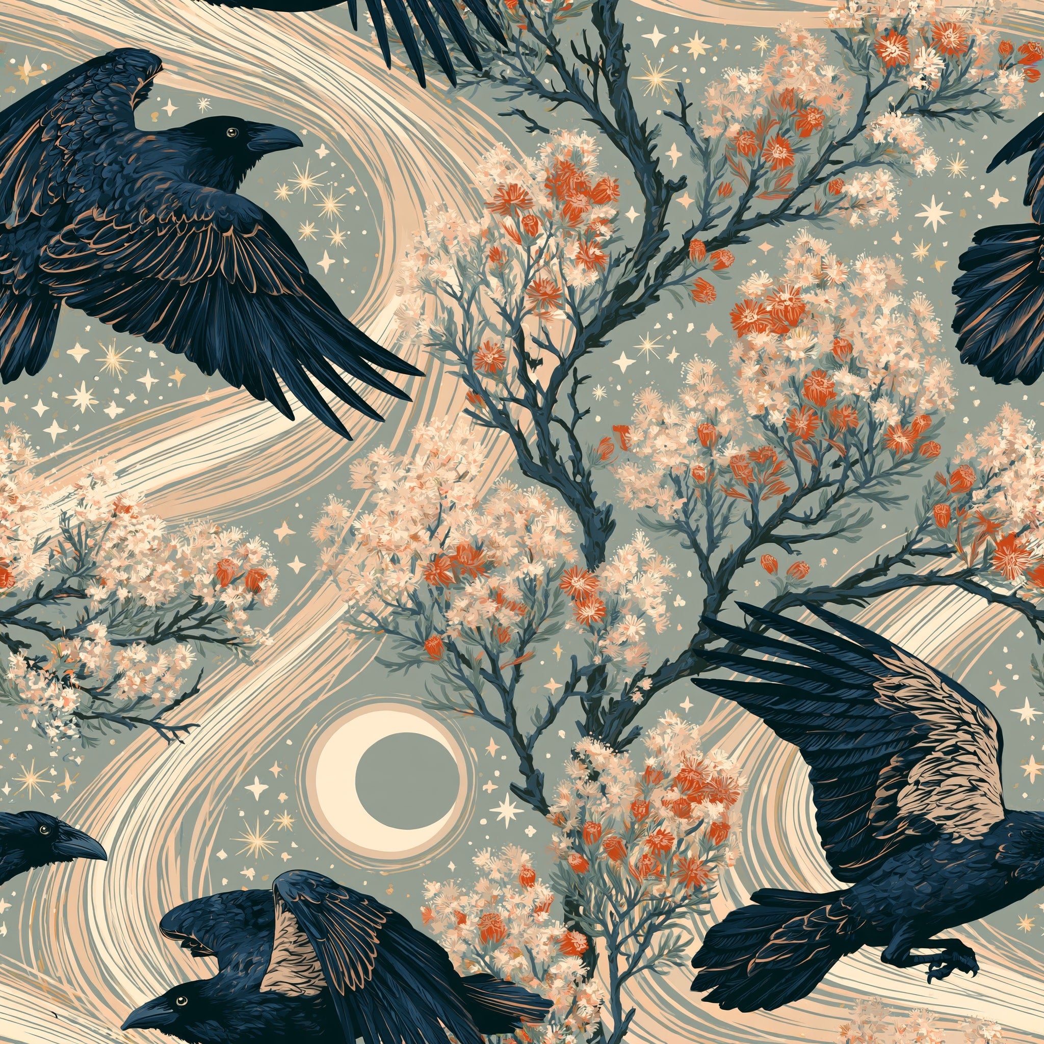 Corvid Currents — wallpaper pattern