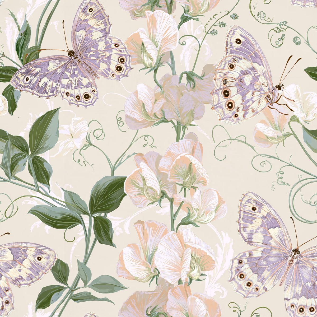 Lavender Wing Sweet Pea — wallpaper pattern