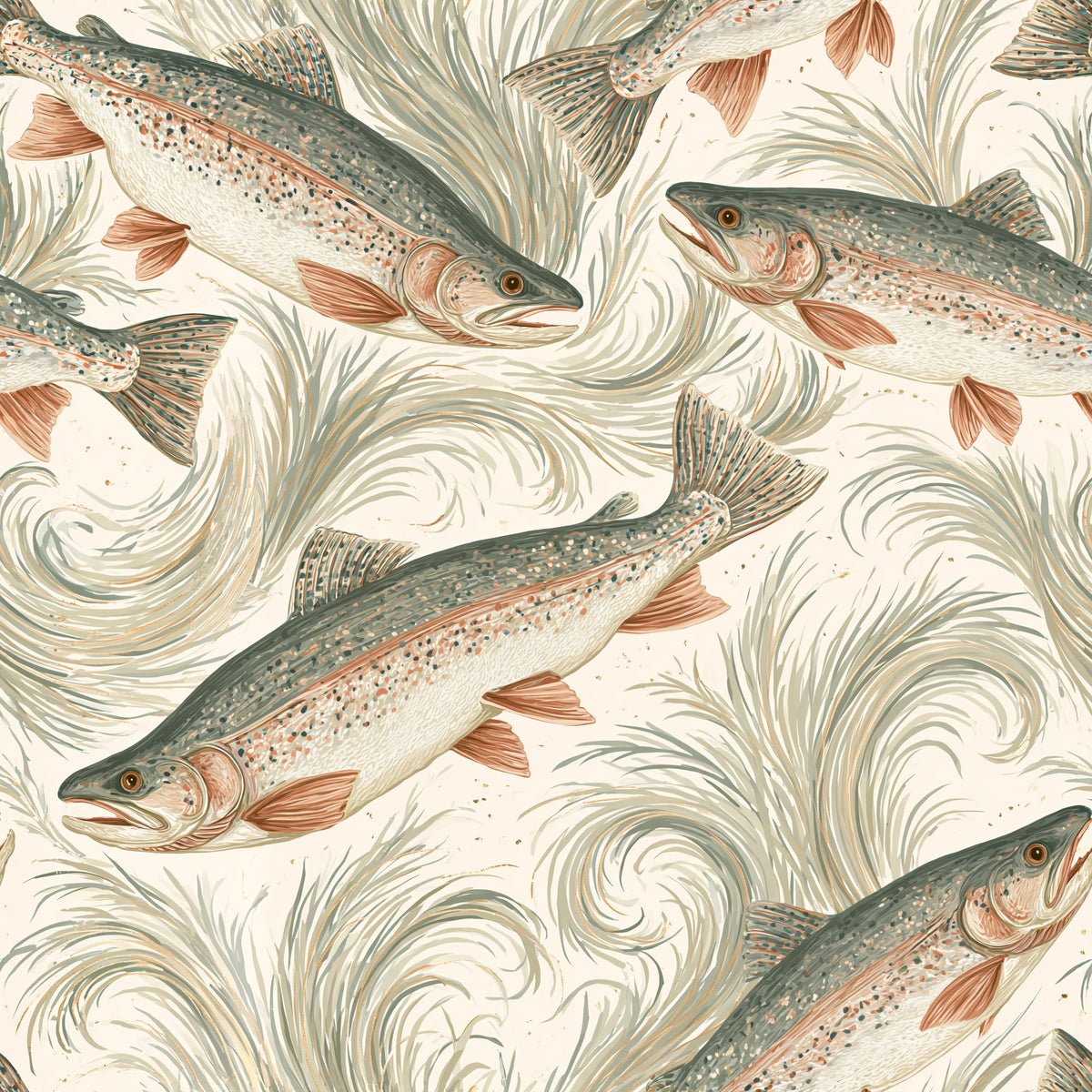 Rivergrass Trout — wallpaper pattern