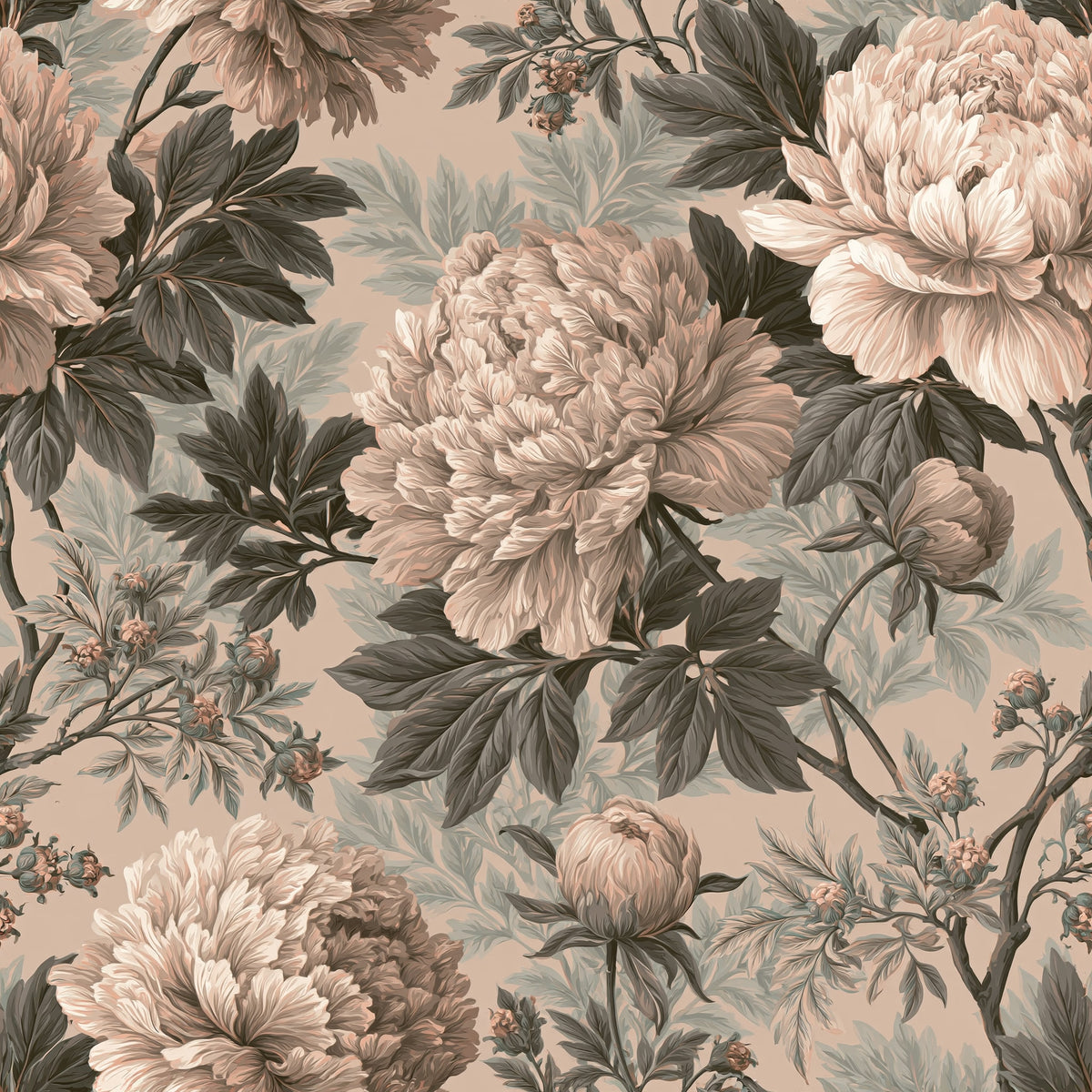 Ash Leaf Peony — wallpaper pattern