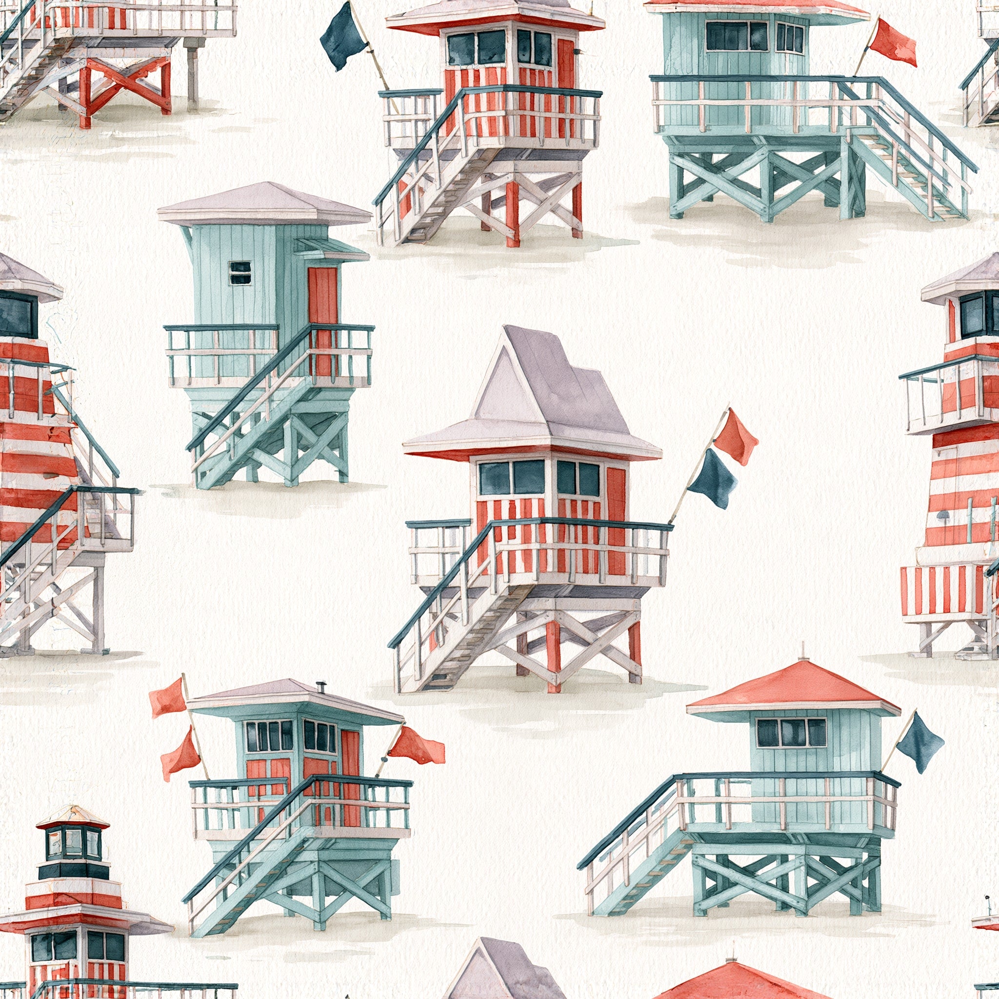 Lifeguard Station Scatter — wallpaper pattern