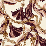 Burgundy Link and Tassel — wallpaper pattern