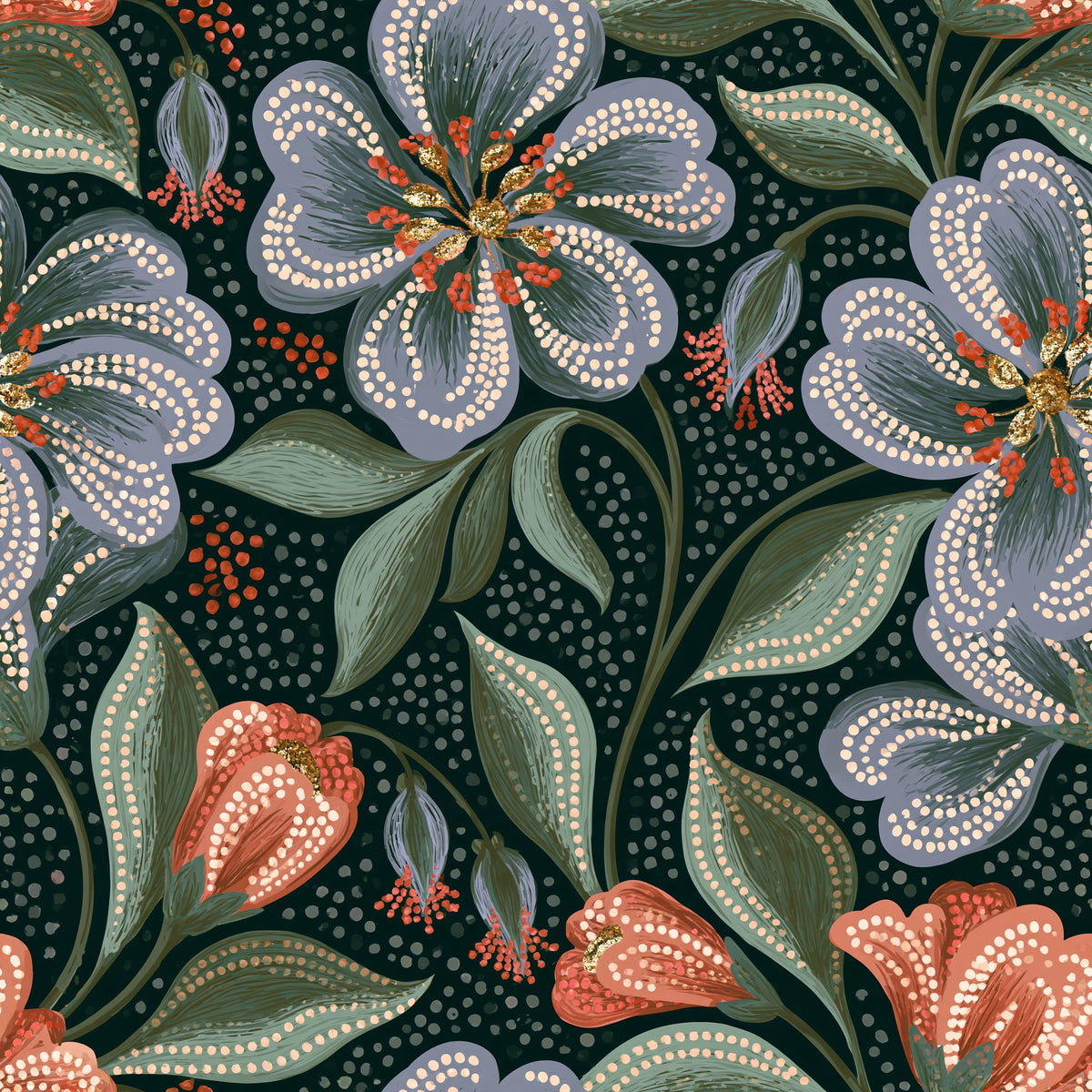 Stippled Bloom Canopy — wallpaper pattern