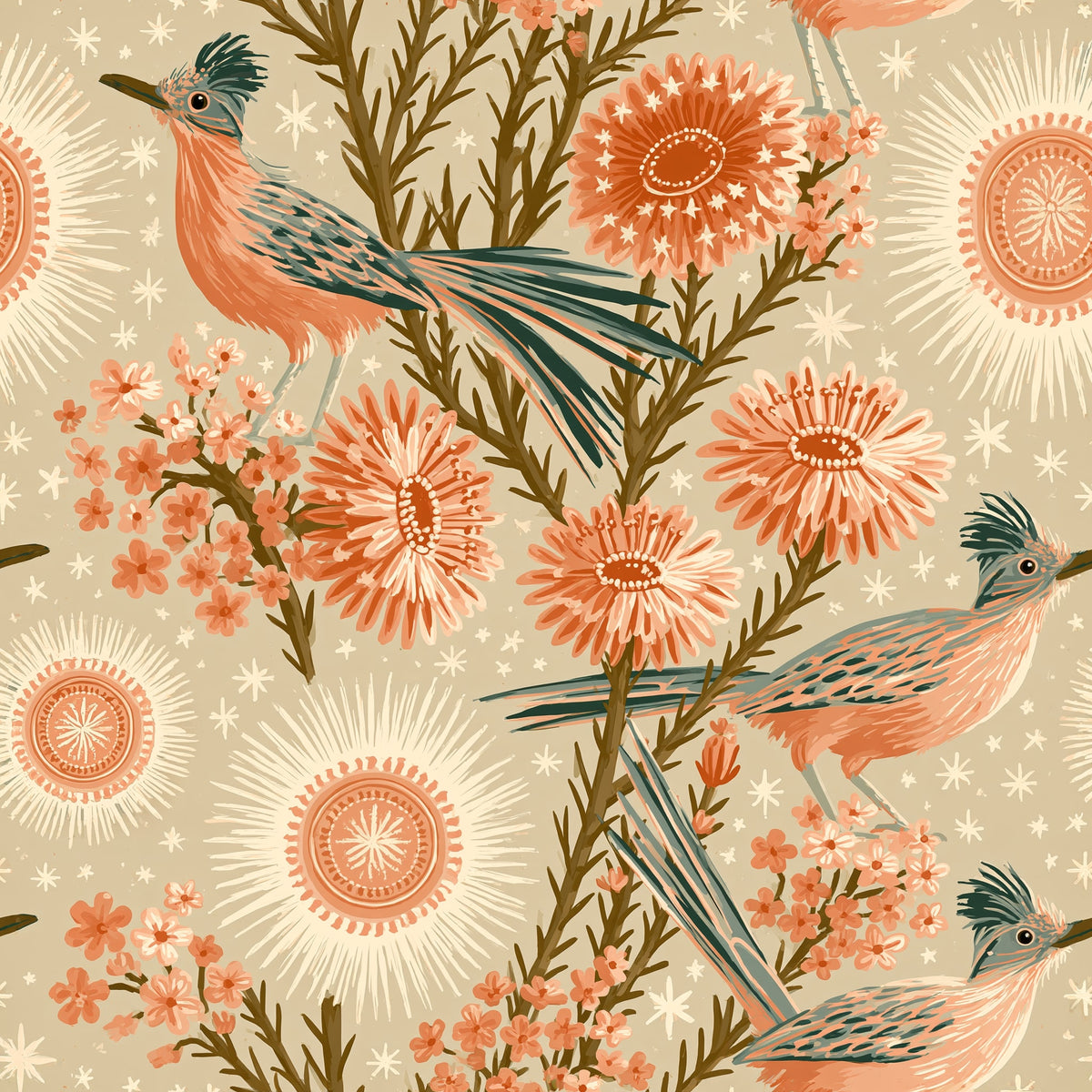 Crested Starburst — wallpaper pattern