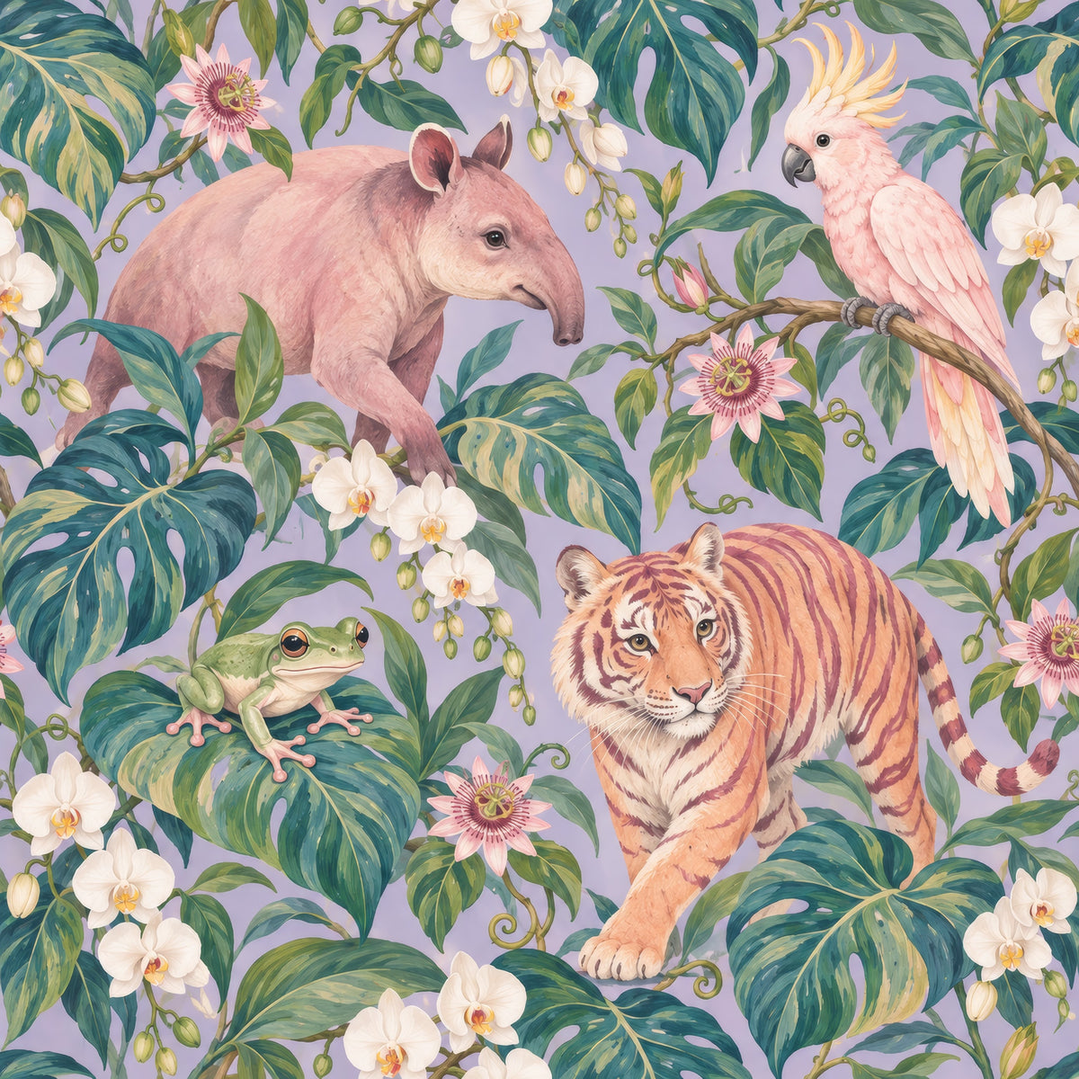 Lilac Canopy Menagerie — wallpaper pattern
