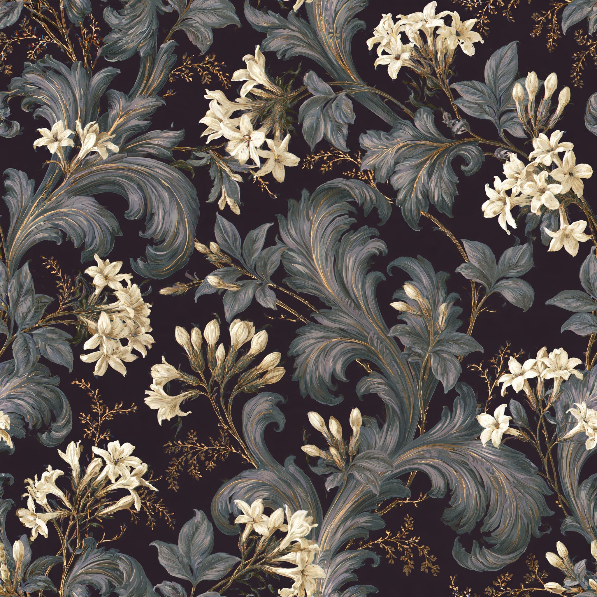 Midnight Agapanthus — wallpaper pattern