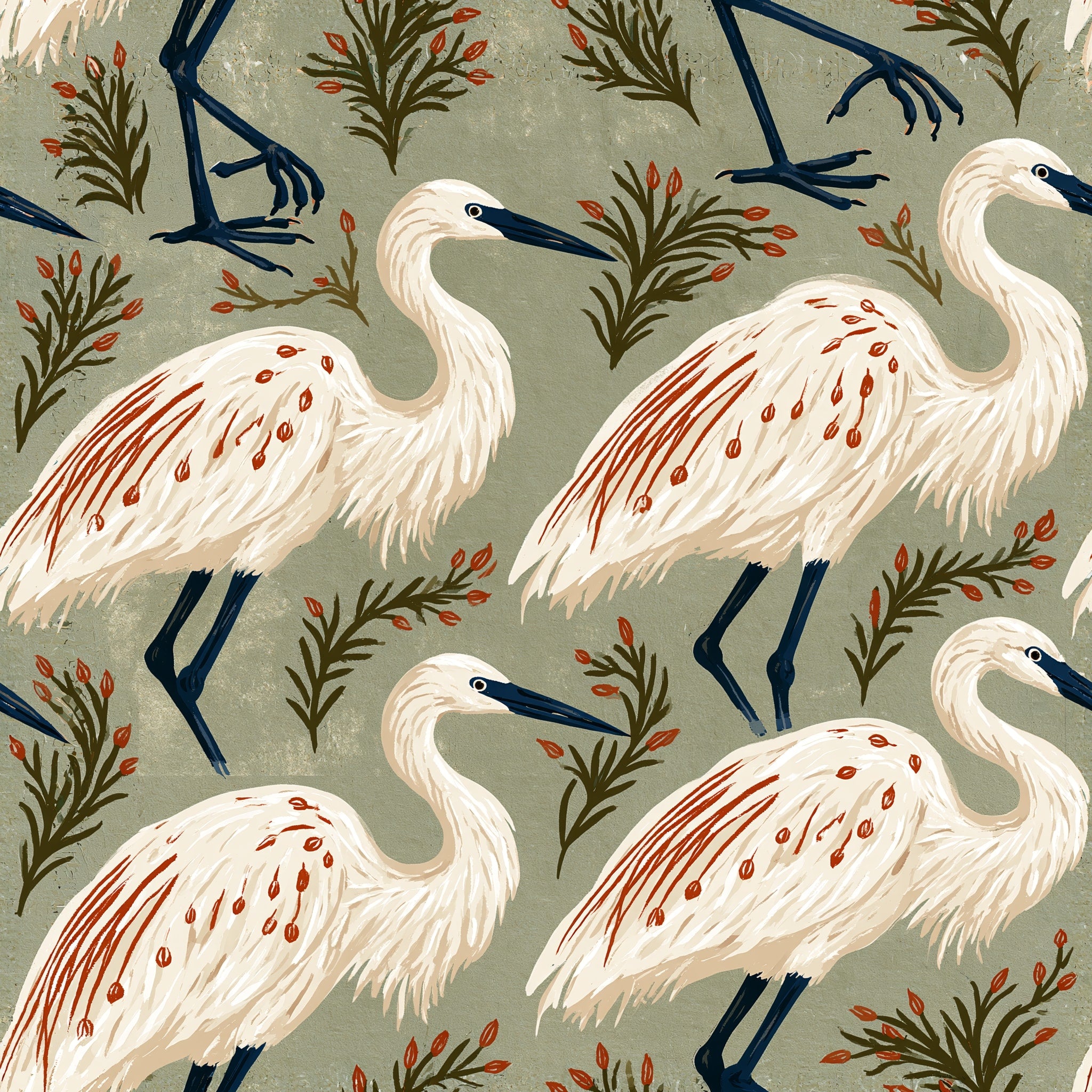 Heron in the Reeds — wallpaper pattern
