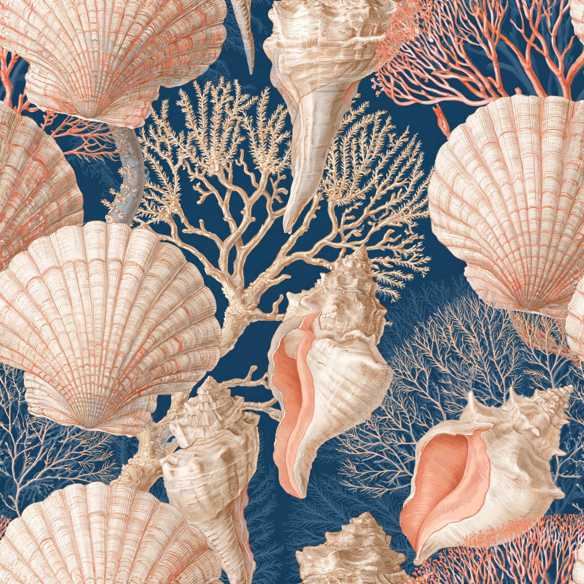 Scallop and Branch — wallpaper pattern