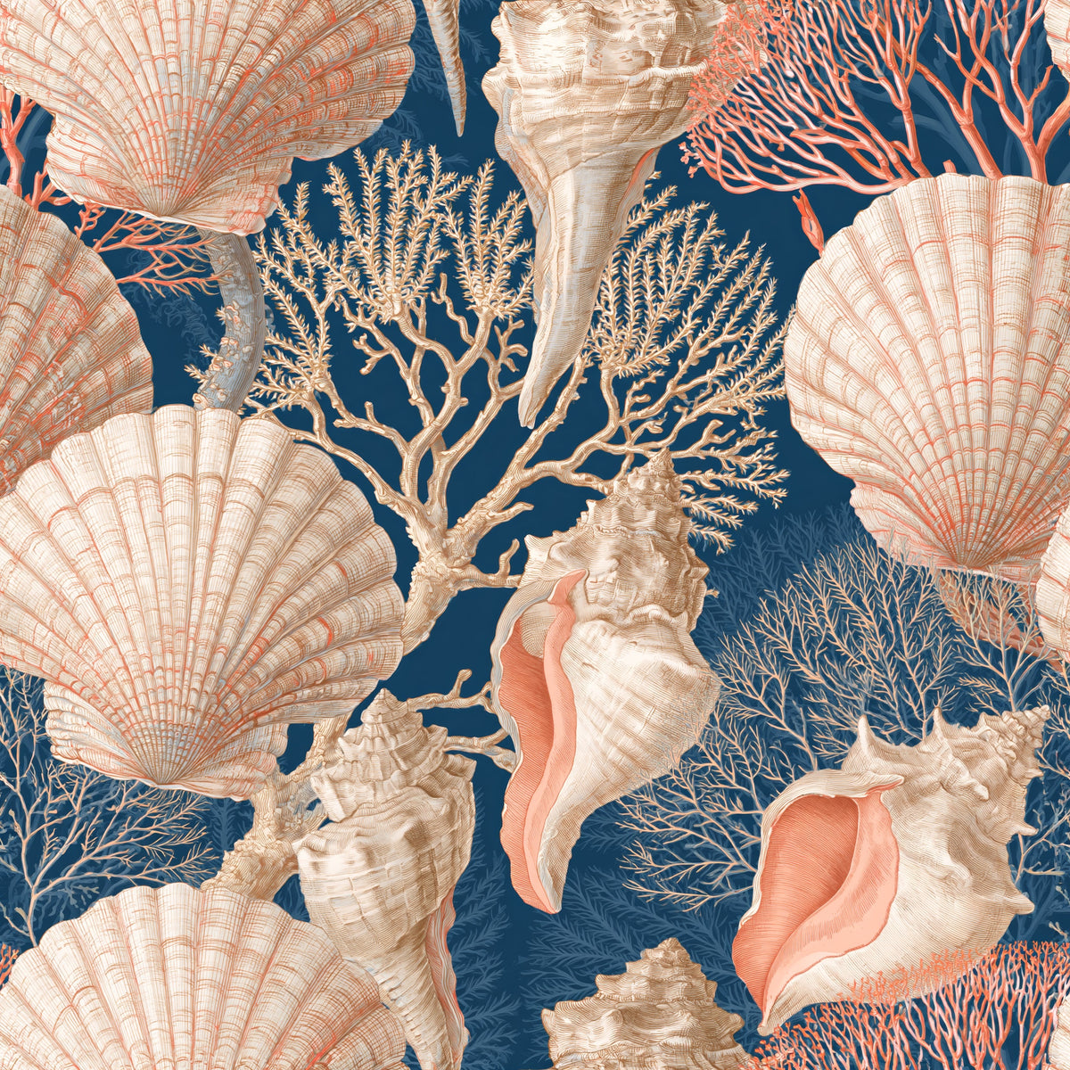 Scallop and Branch — wallpaper pattern