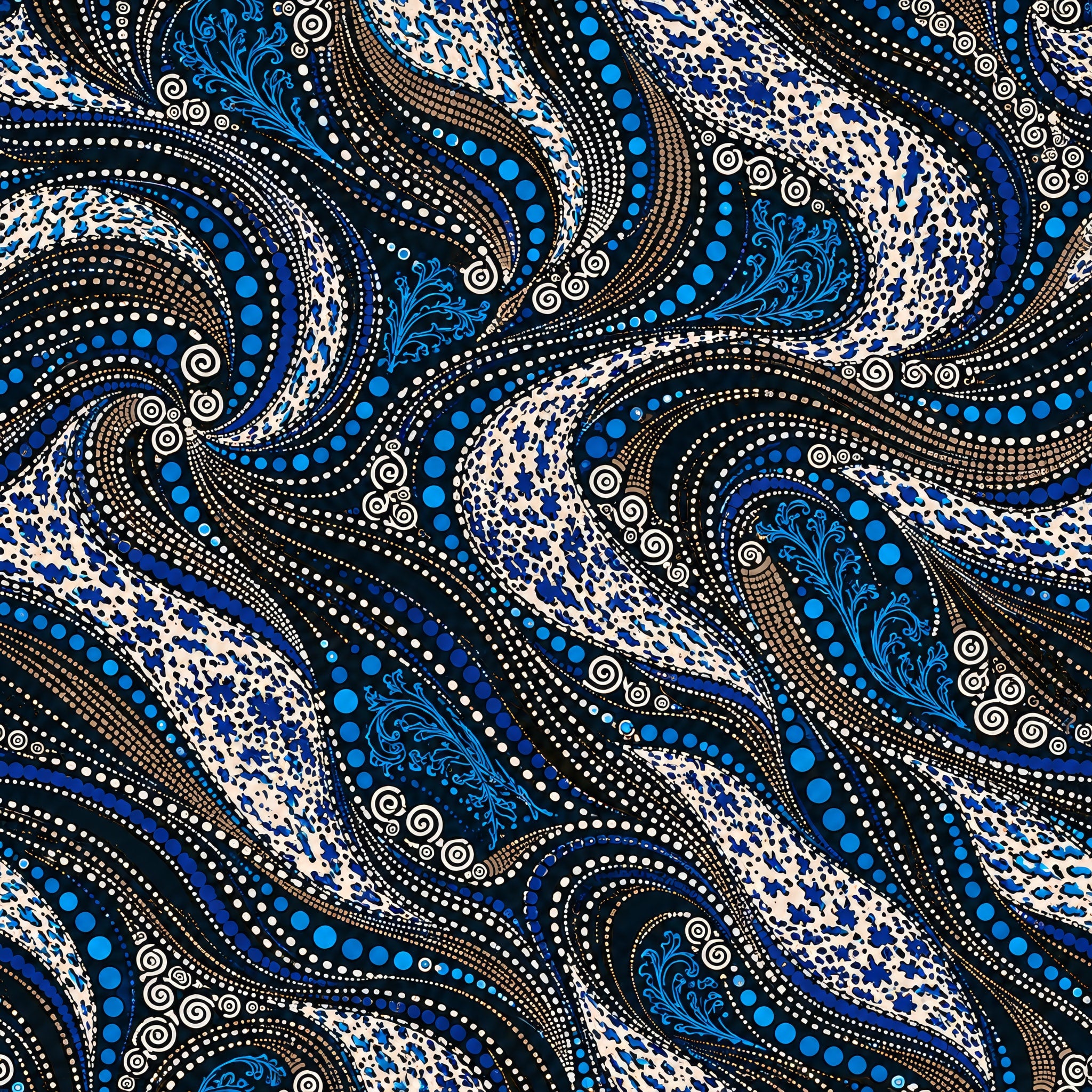 Azure Ogee Current — wallpaper pattern