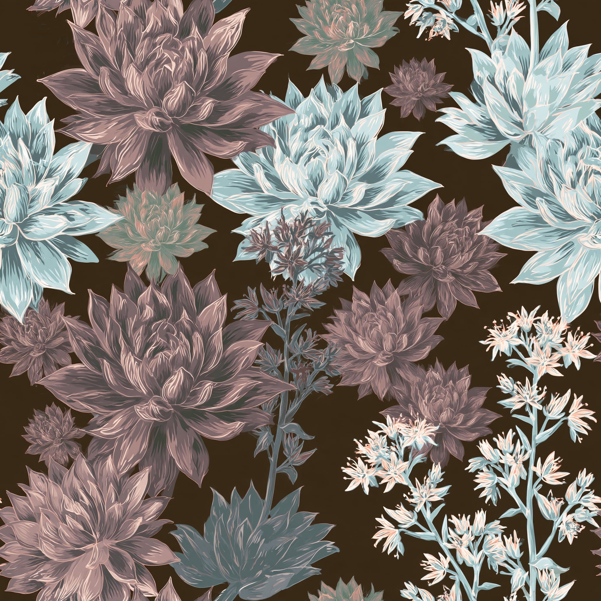 Mocha Dahlia Descent — wallpaper pattern