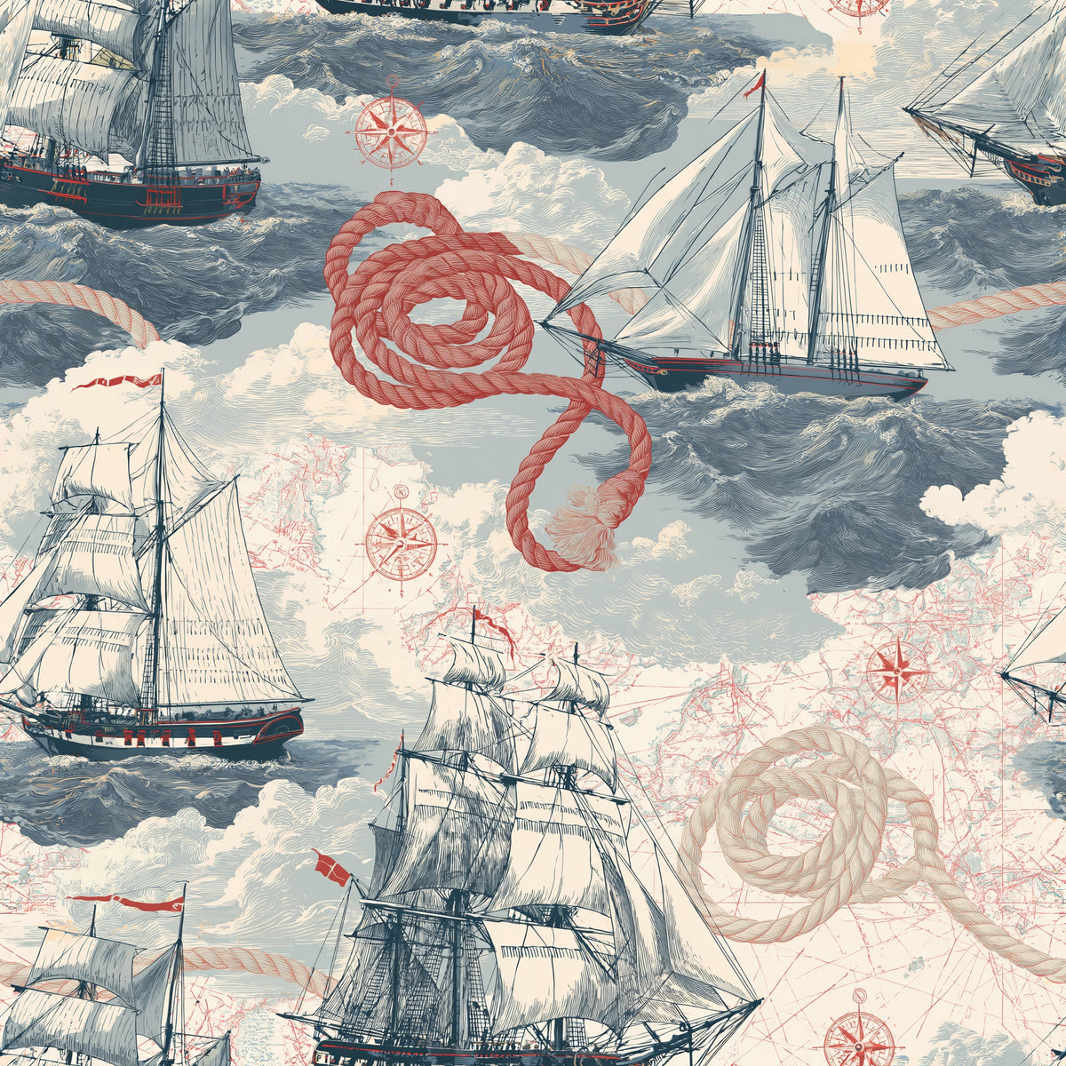 Crimson Coil Fleet — wallpaper pattern