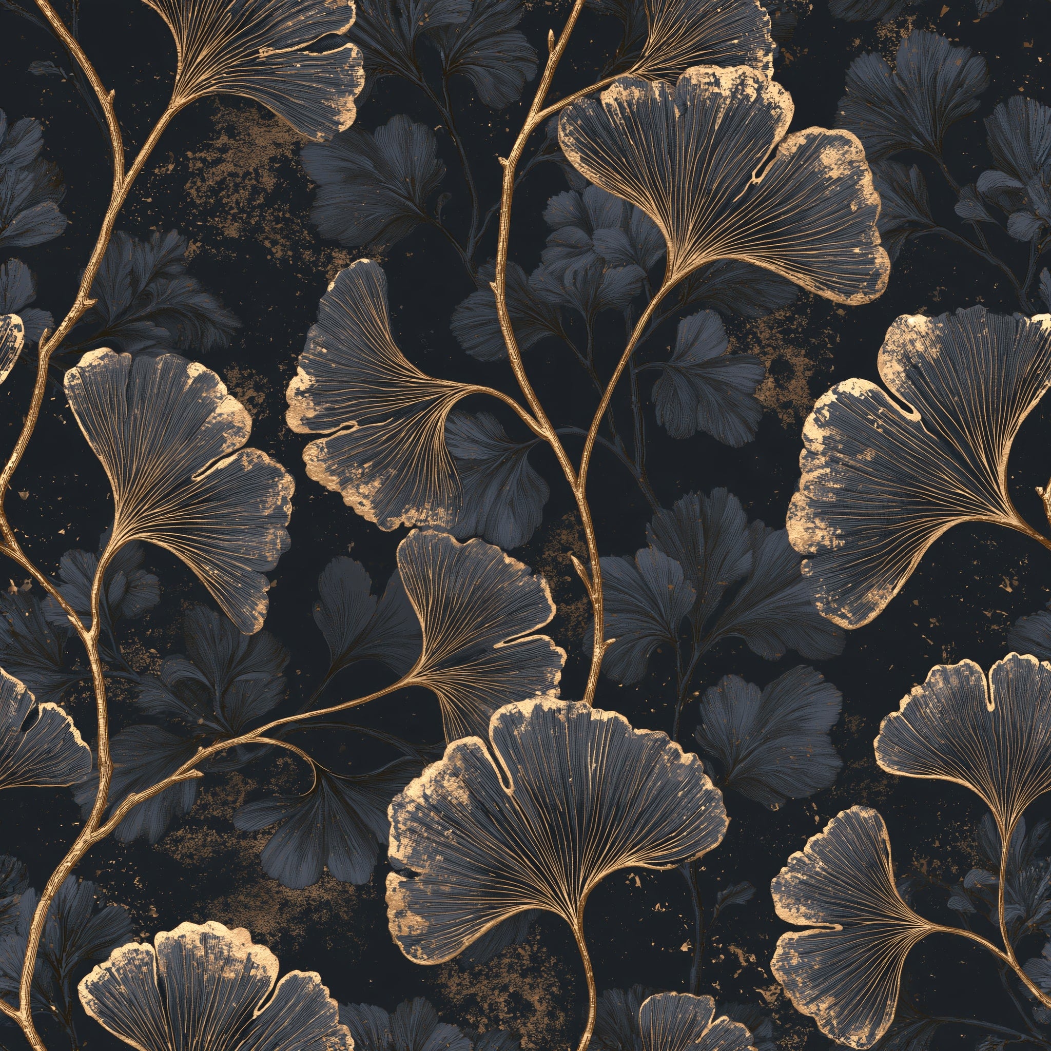 Ochre Trace Ginkgo — wallpaper pattern