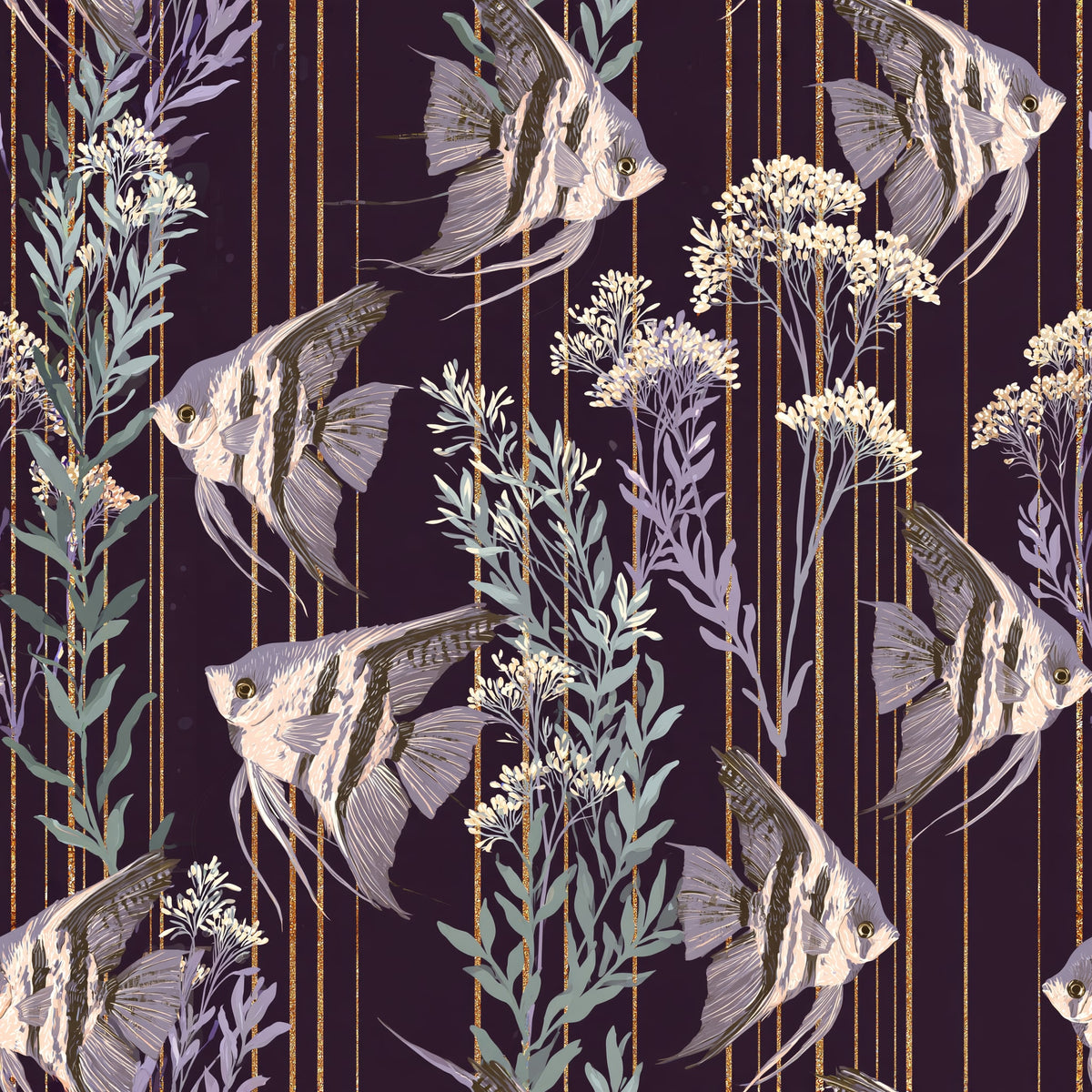 Pinstripe Angelfish — wallpaper pattern
