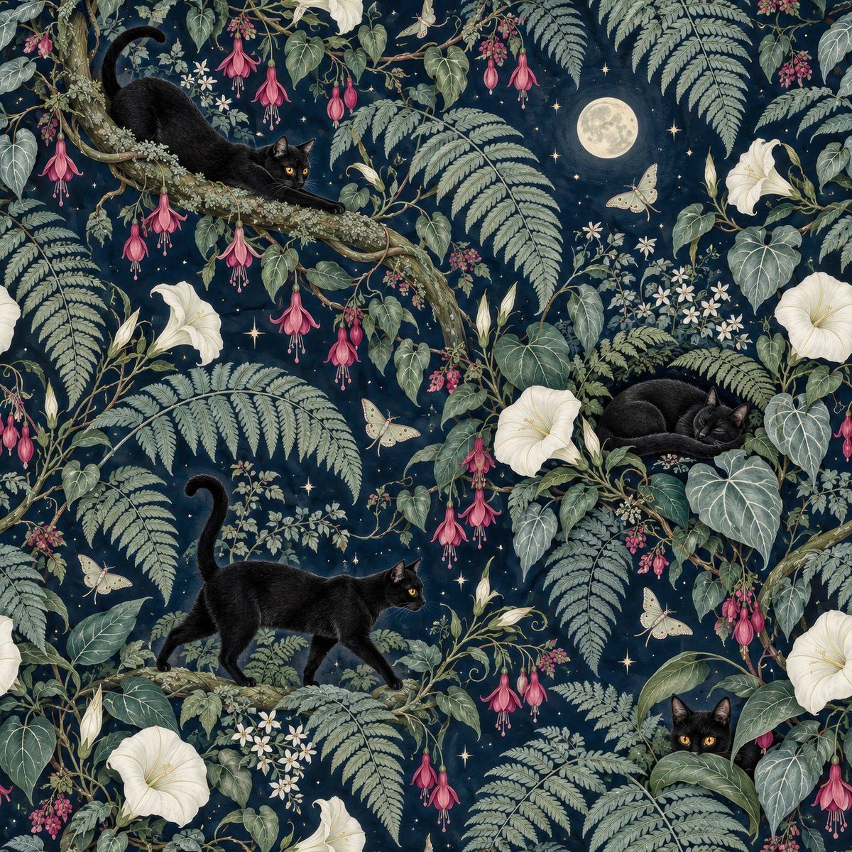 Moonflower Prowl — wallpaper pattern