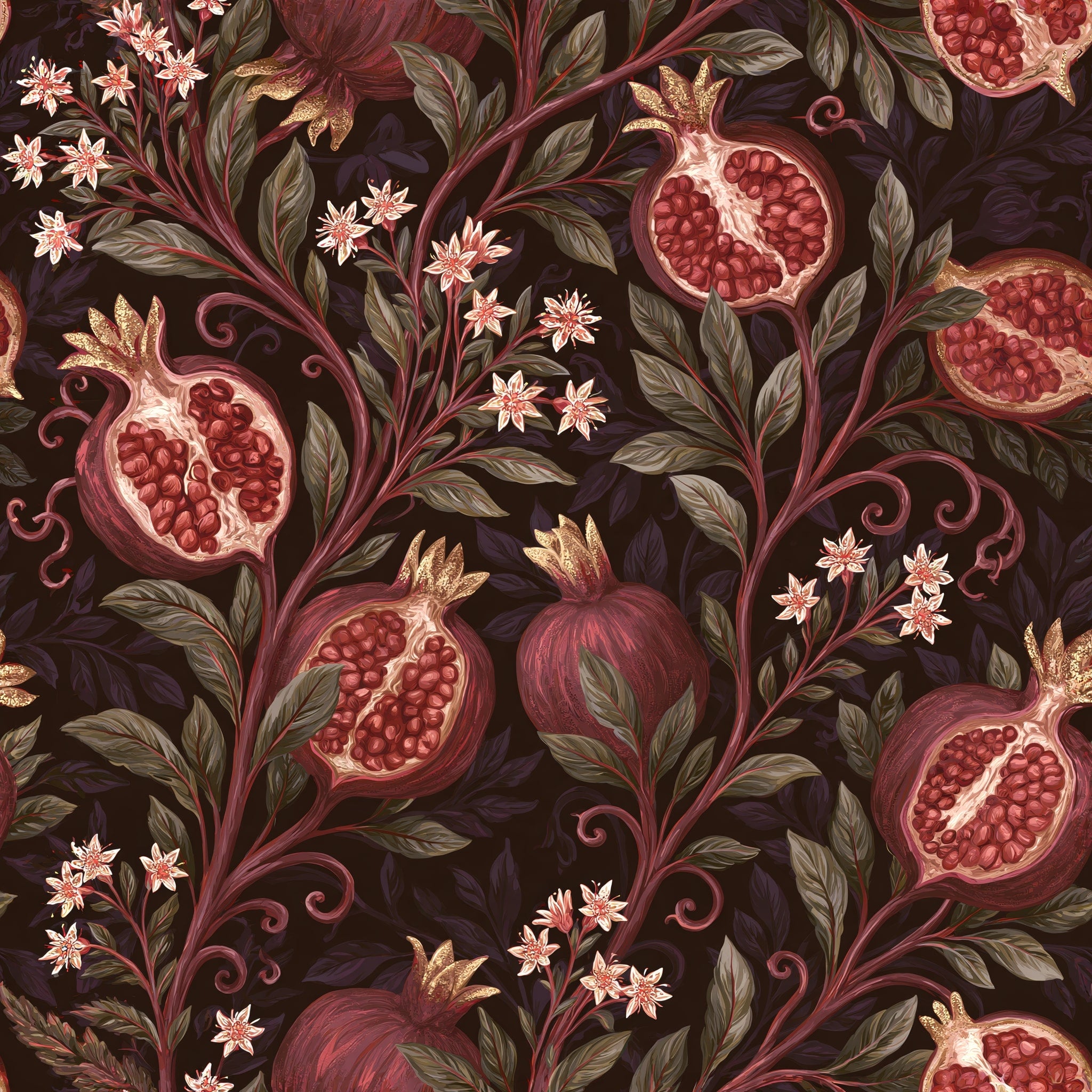 Pomegranate Branch — wallpaper pattern