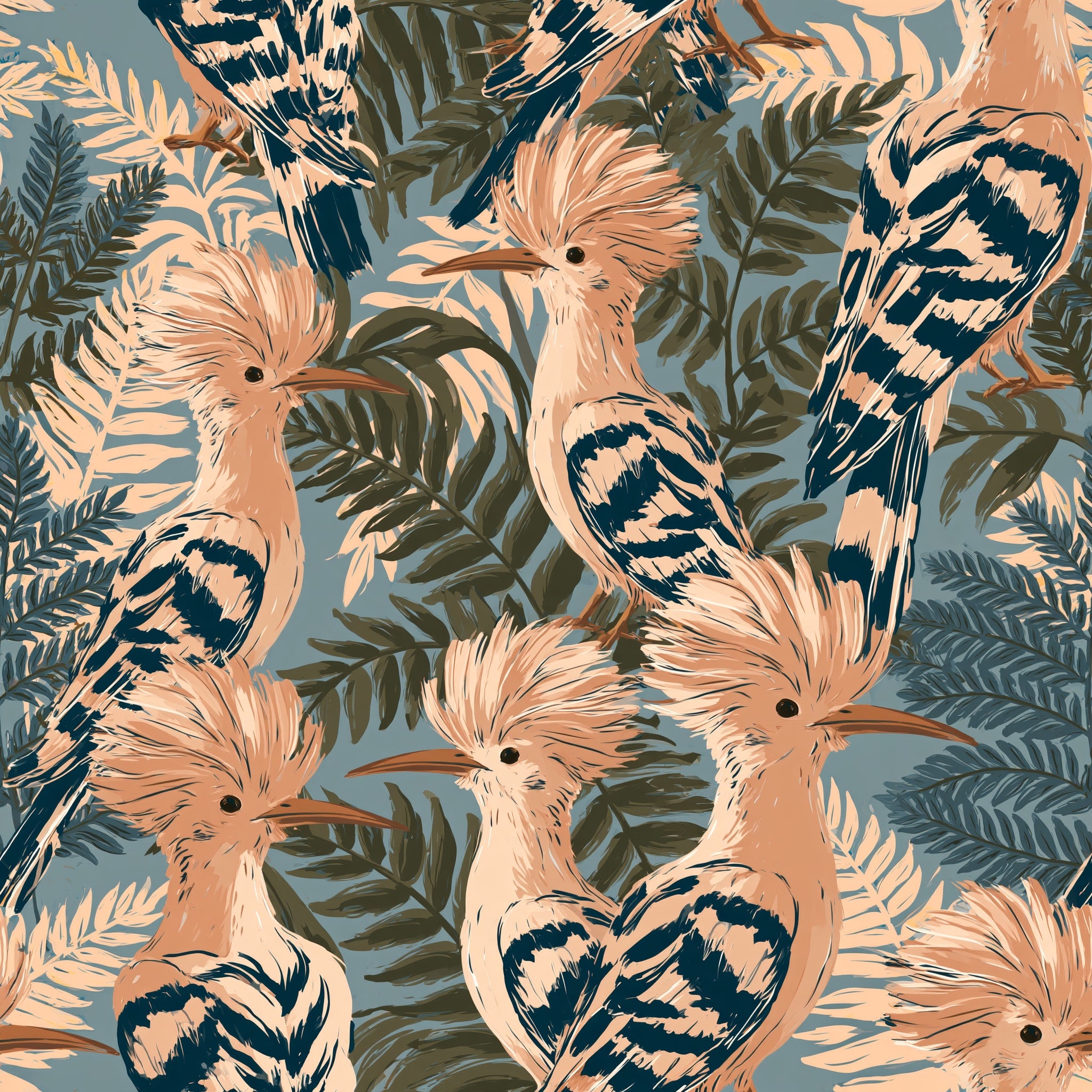Hoopoe Thicket — wallpaper pattern