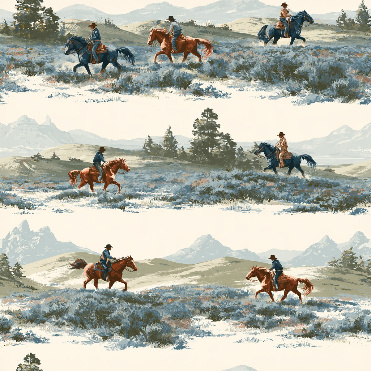Winter Range Riders — wallpaper pattern