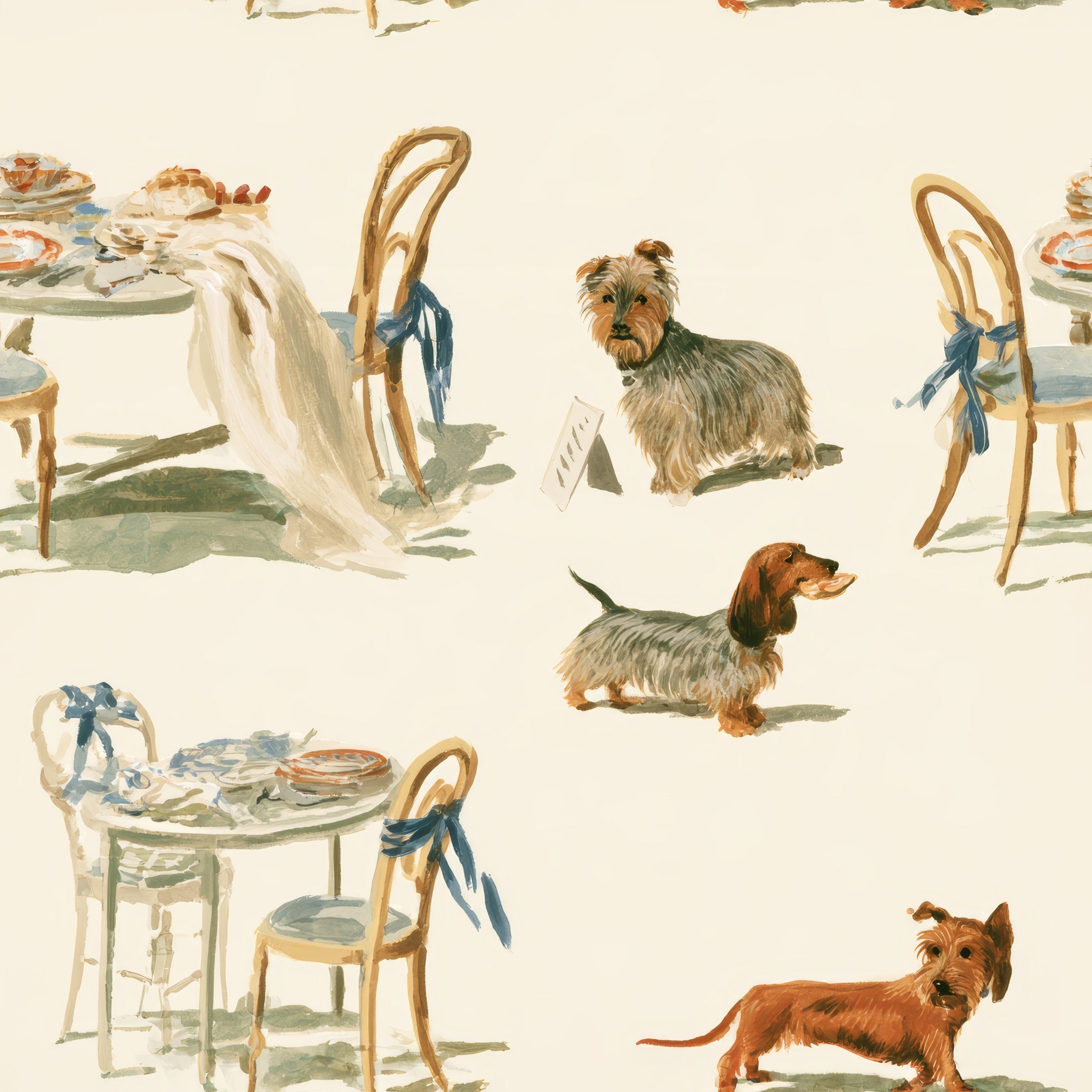 Whiskered Rendezvous — wallpaper pattern