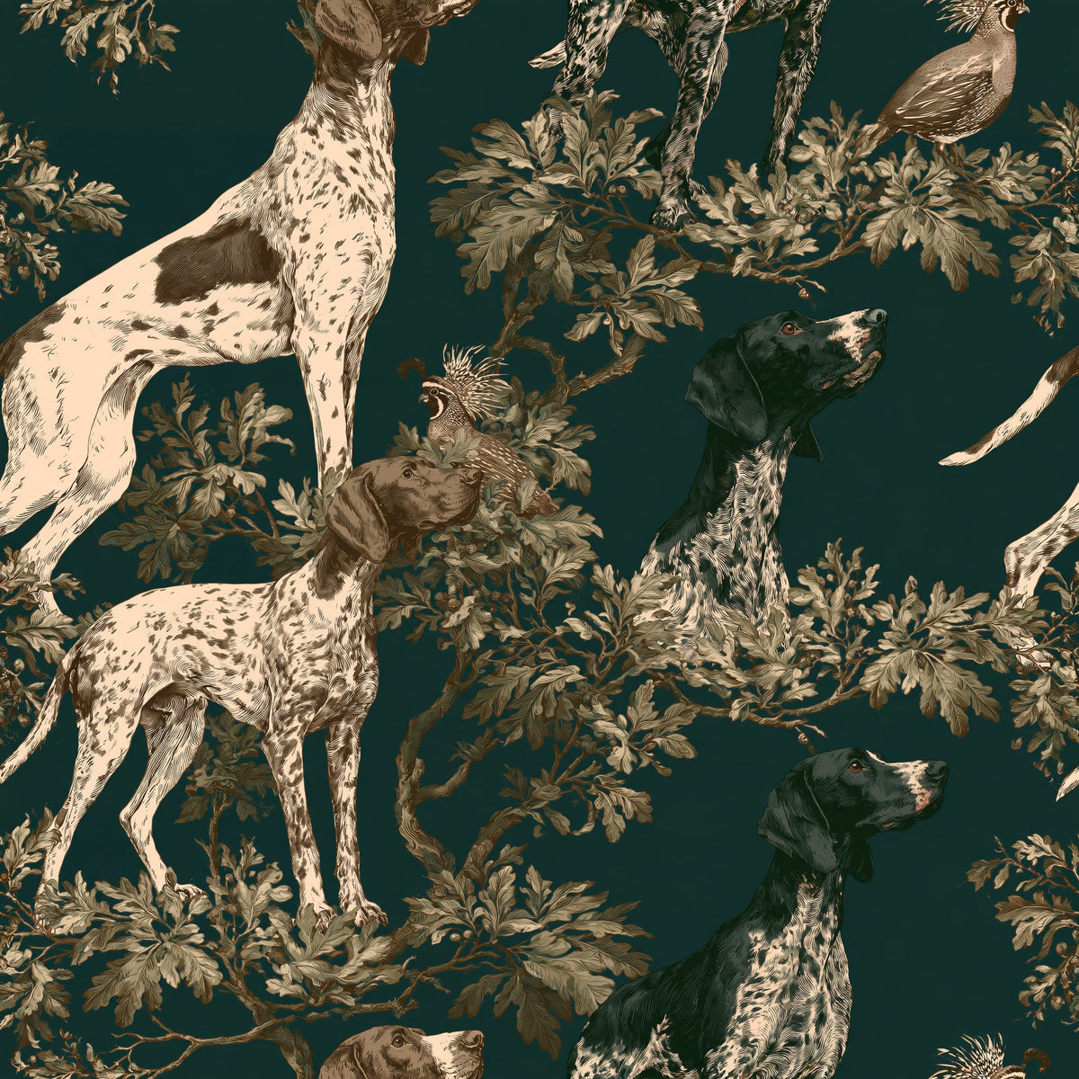 Hound and Oak — wallpaper pattern