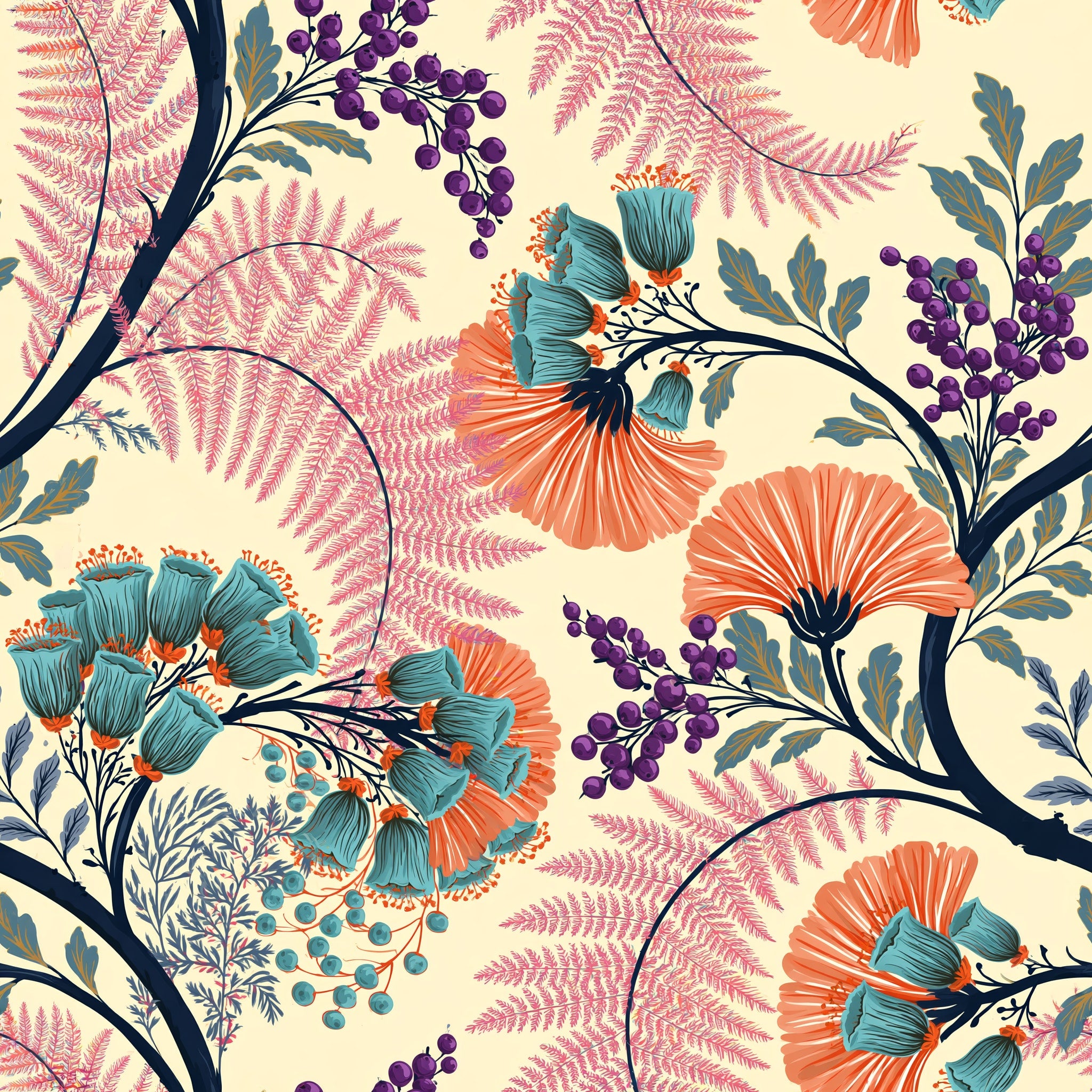 Coral Bell Cascade — wallpaper pattern