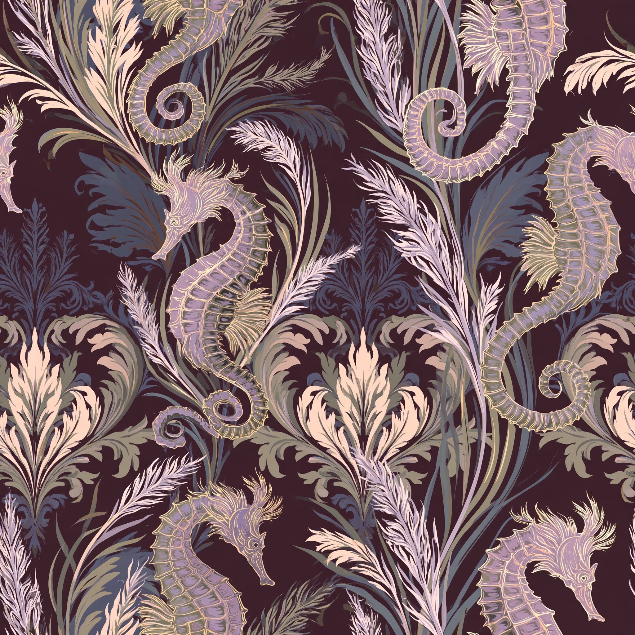 Seahorse Scroll — wallpaper pattern