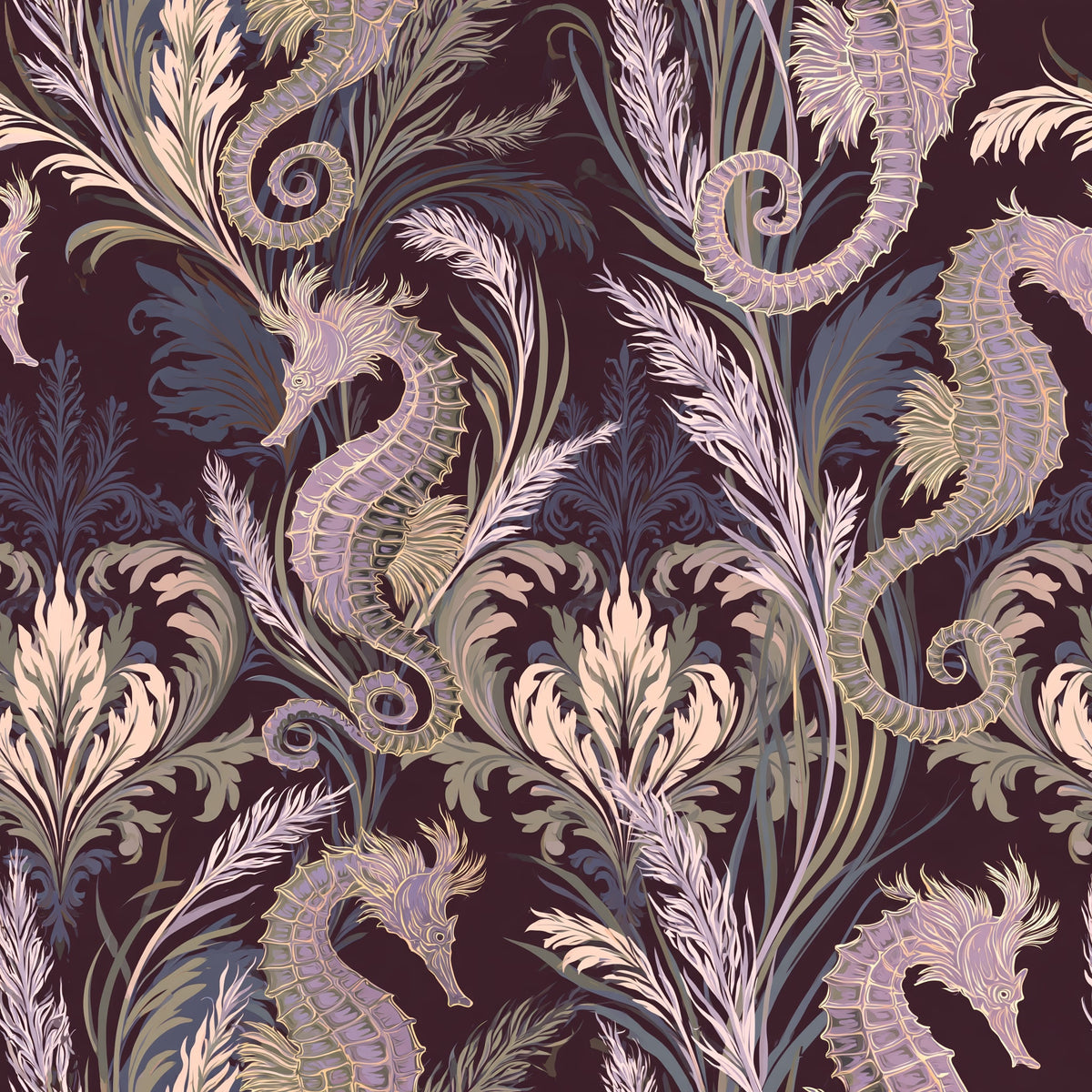 Seahorse Scroll — wallpaper pattern