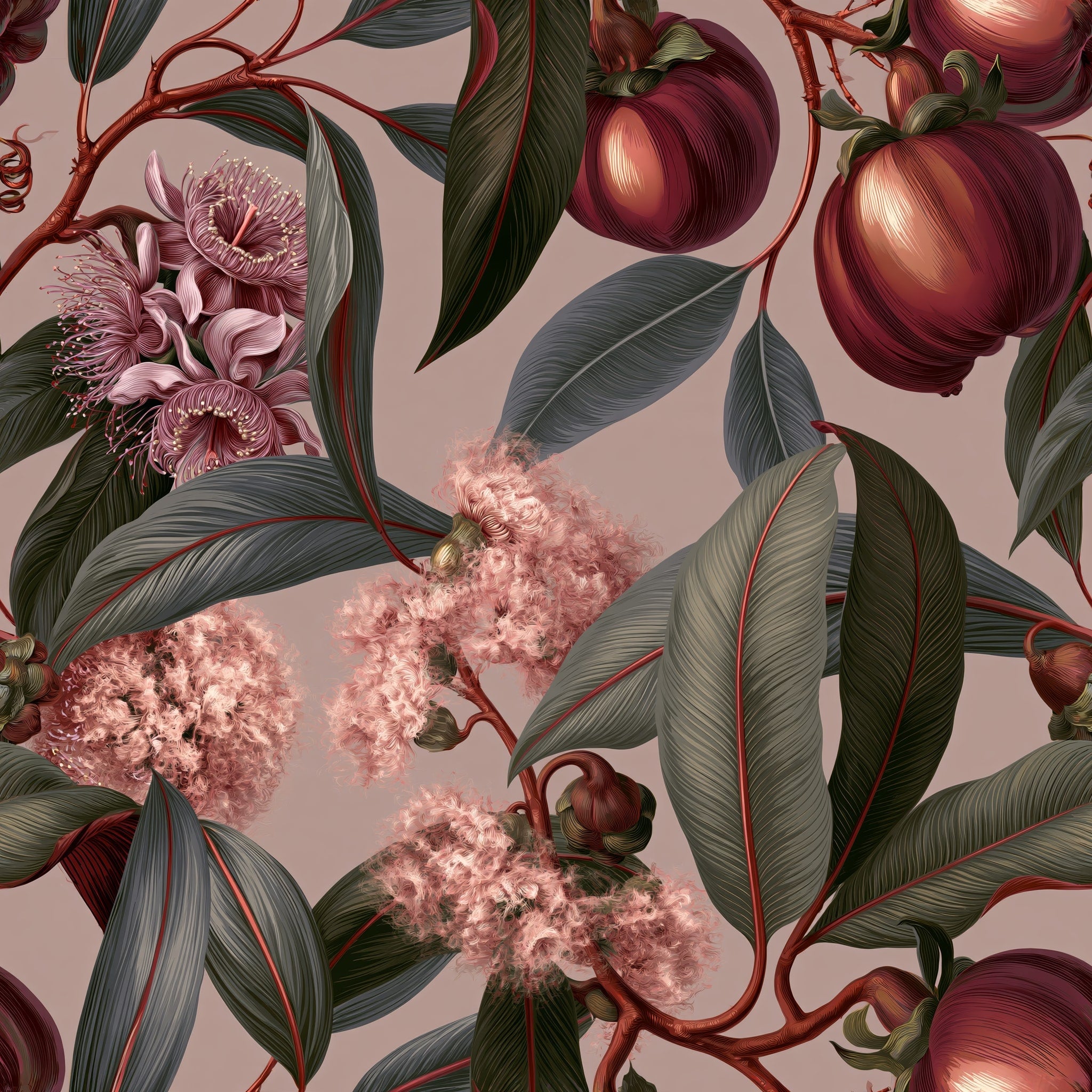 Crimson Nectar Assembly — wallpaper pattern
