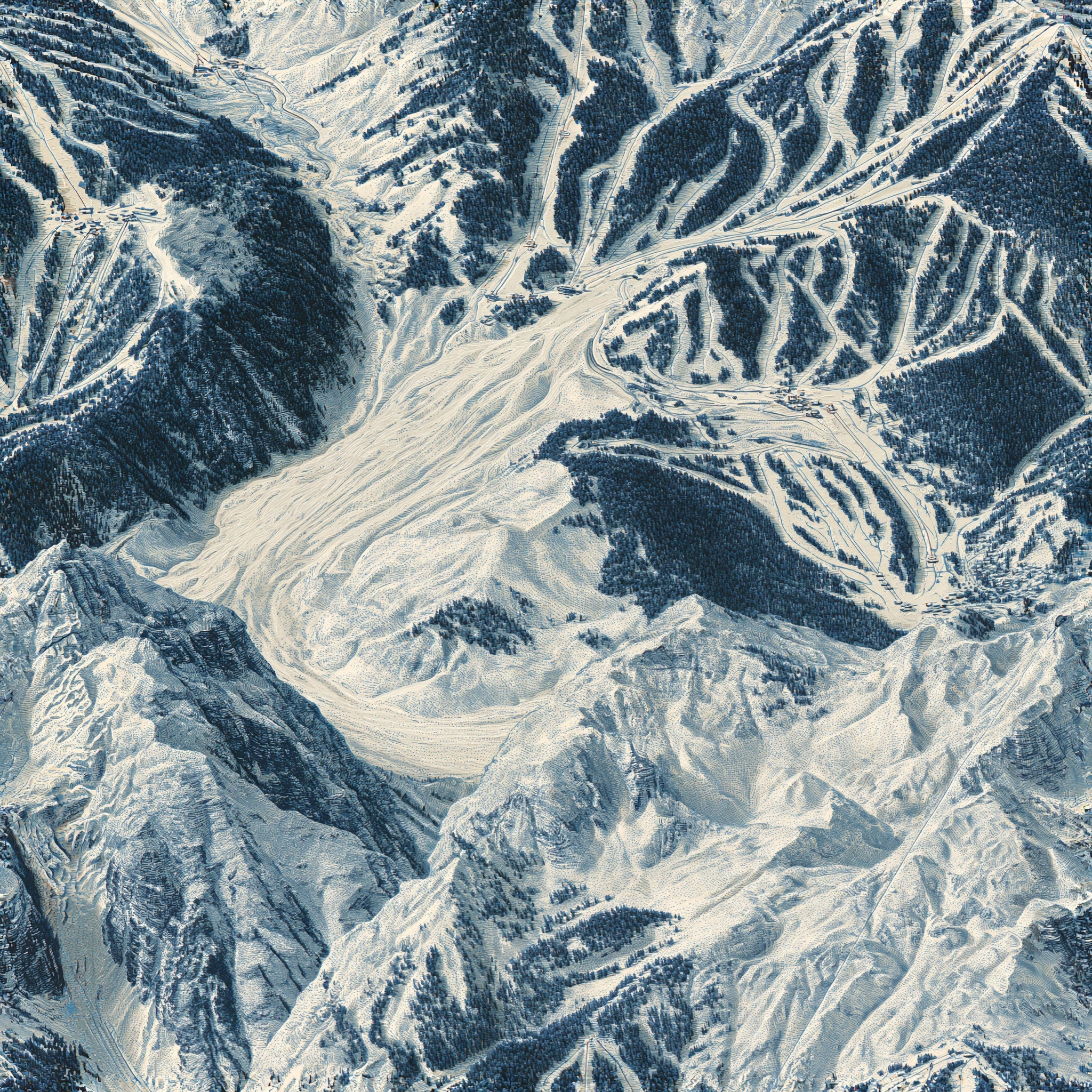 Snowbound Peaks Maples, — wallpaper pattern
