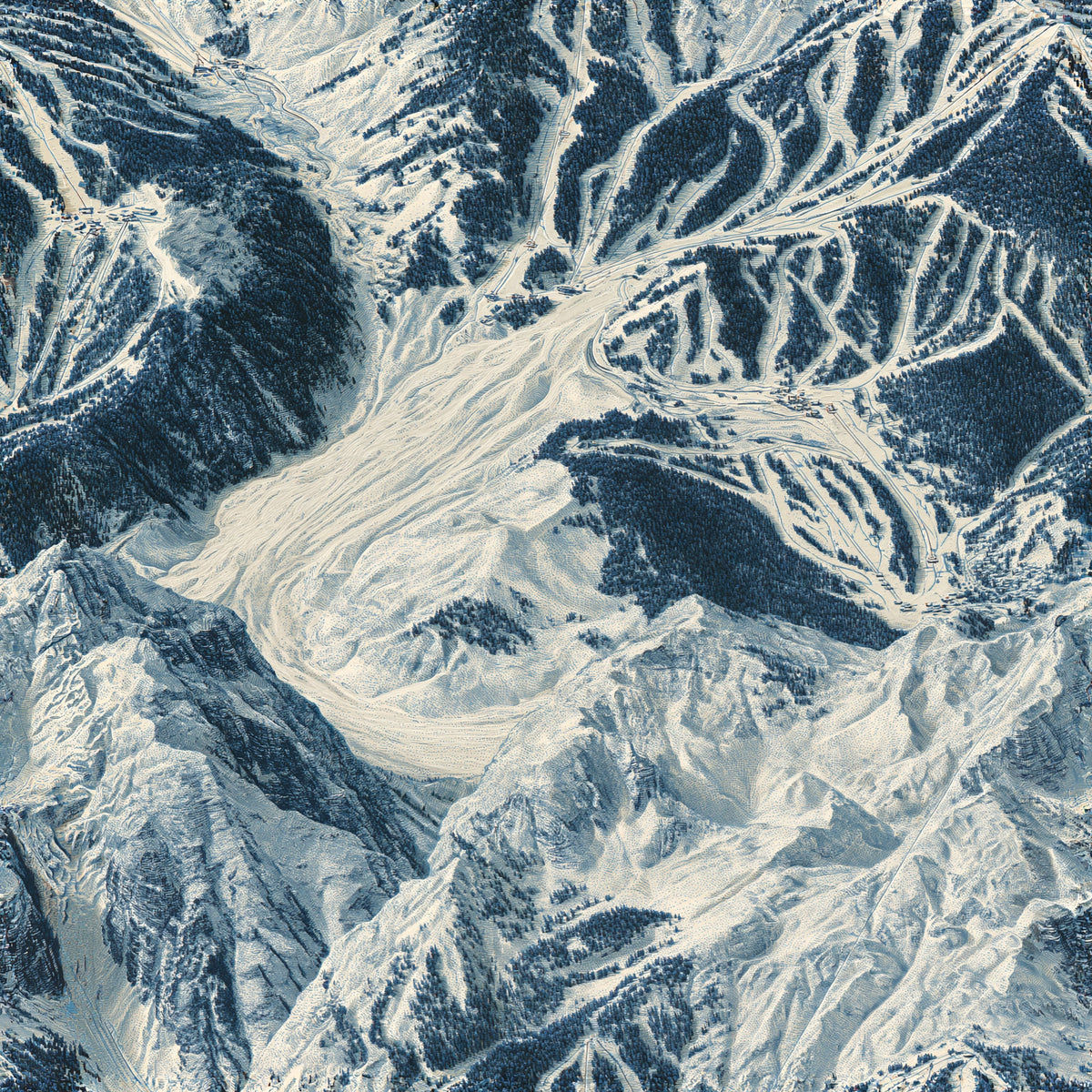 Snowbound Peaks Maples, — wallpaper pattern