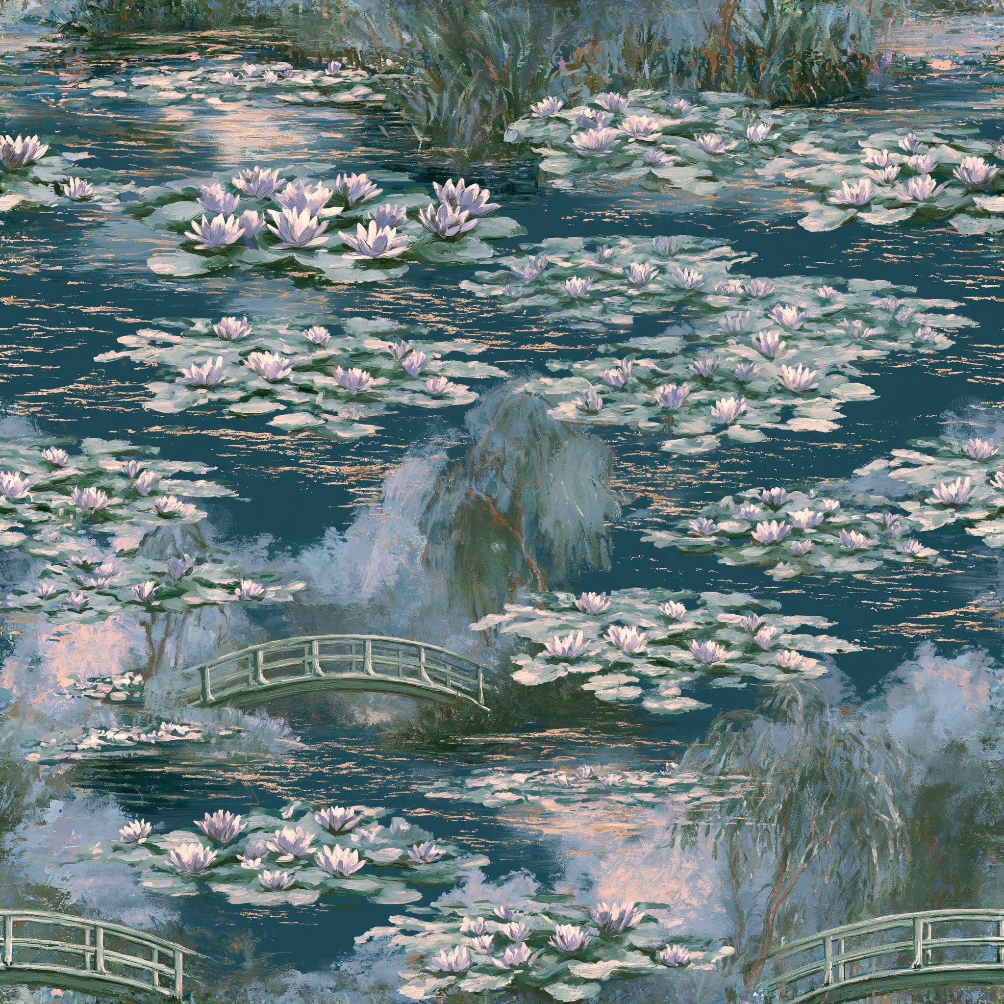 Bridge Over Lilies — wallpaper pattern