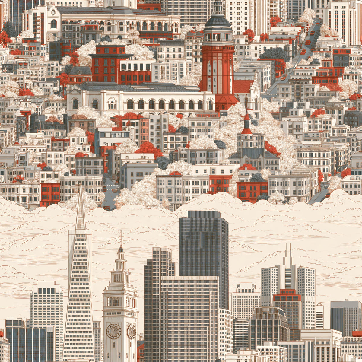 Skyline Above the Clouds — wallpaper pattern